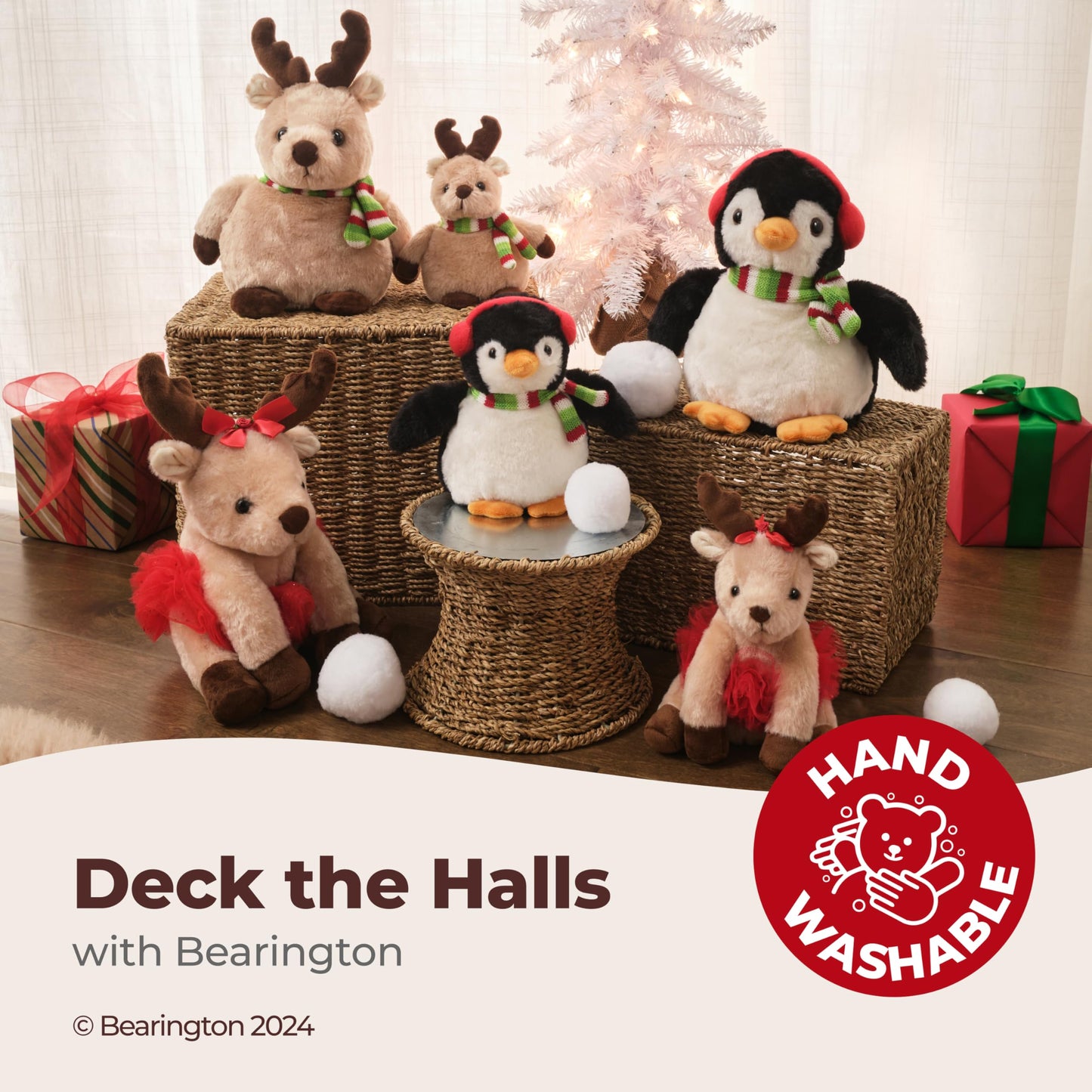 Bearington Big Bucky Reindeer Plush - 11.5-Inch Christmas Stuffed Animal for Kids (Ages 3-14)