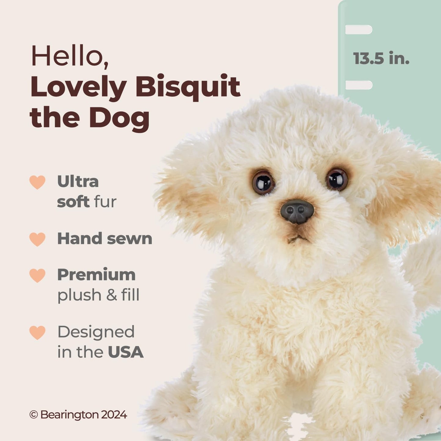 Bearington Bisquit Maltipoo Plush Dog - 13.5-Inch Realistic Stuffed Puppy