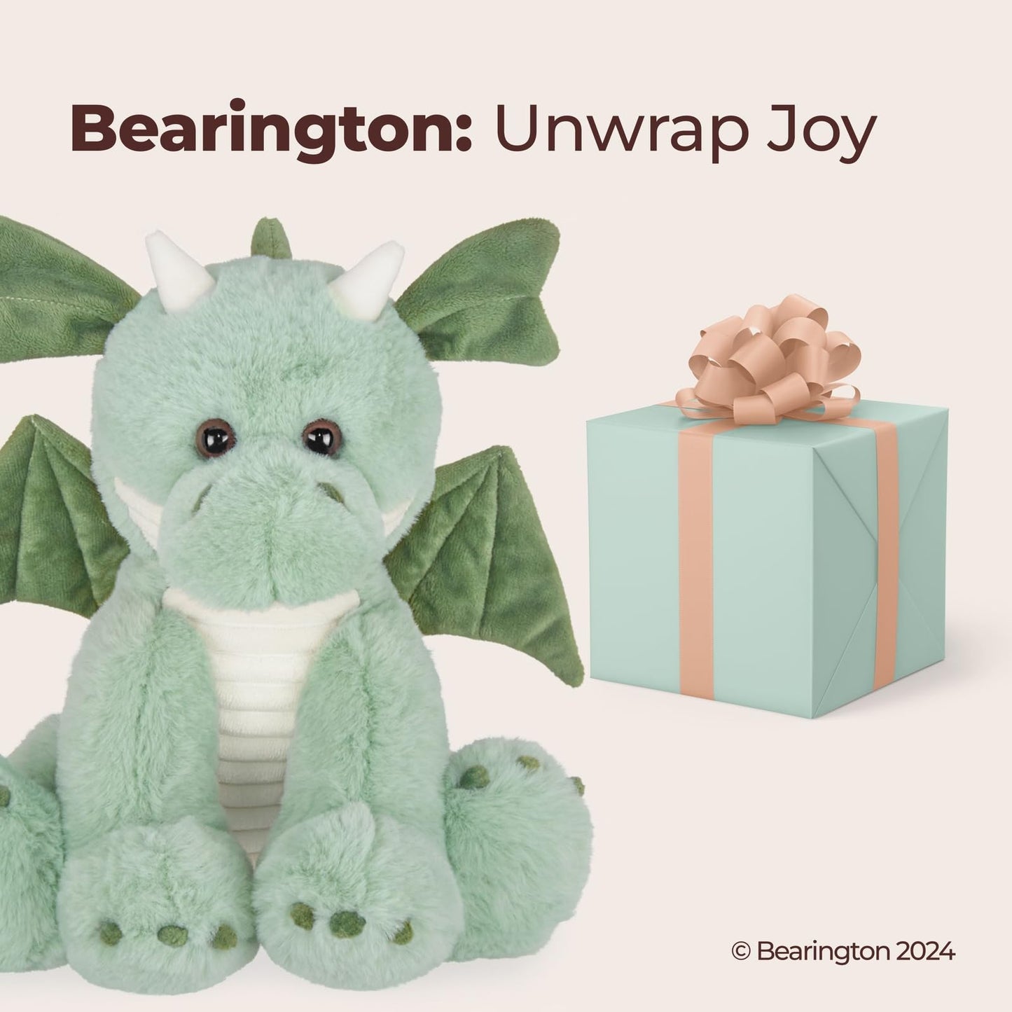 Bearington Burnie Plush Dragon 10.5 Inch - Ultra-Soft Stuffed Animal