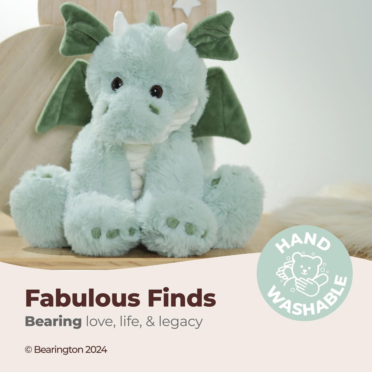 Bearington Burnie Plush Dragon 10.5 Inch - Ultra-Soft Stuffed Animal