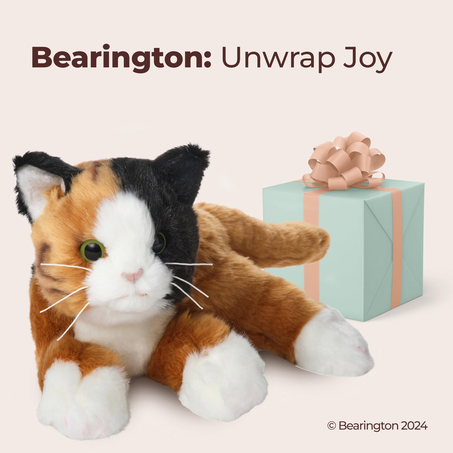 Bearington Callie 15-Inch Calico Cat Plush – Realistic Cat Stuffed Animal for Kids