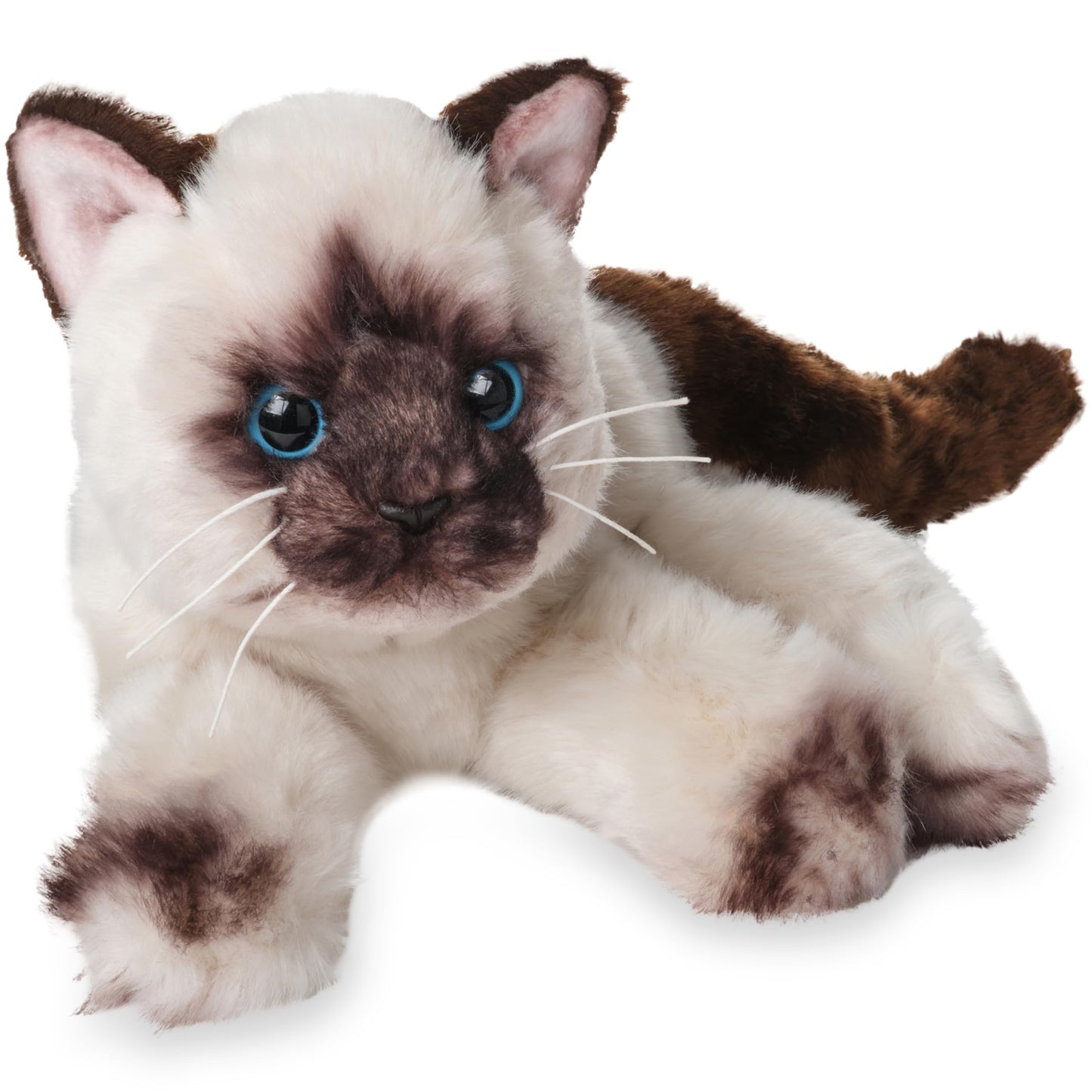 Bearington Cleo Siamese Cat Plush Toy – 15-Inch Realistic Soft Cat Plush | Weighted Paws