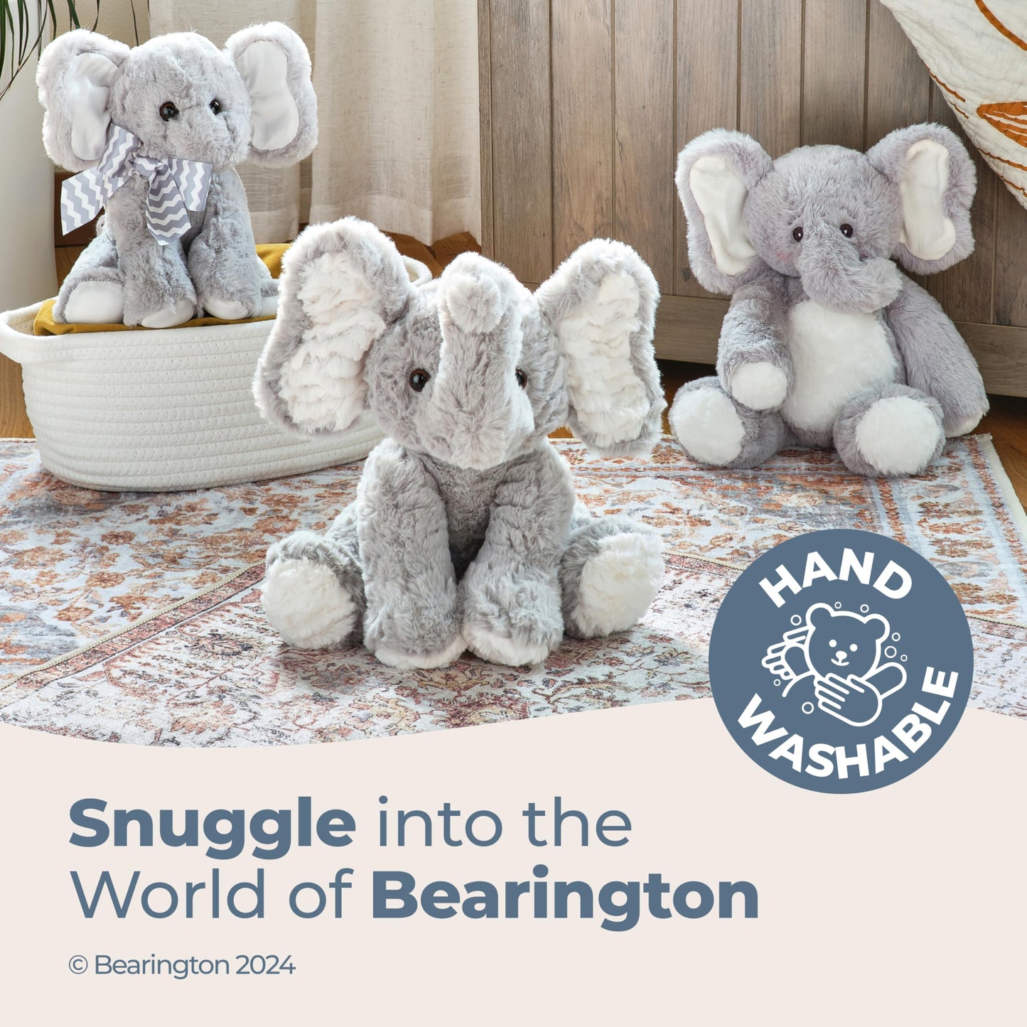 Bearington Dinky Elephant Plush 11-Inch Baby Toy | Bearington Collection