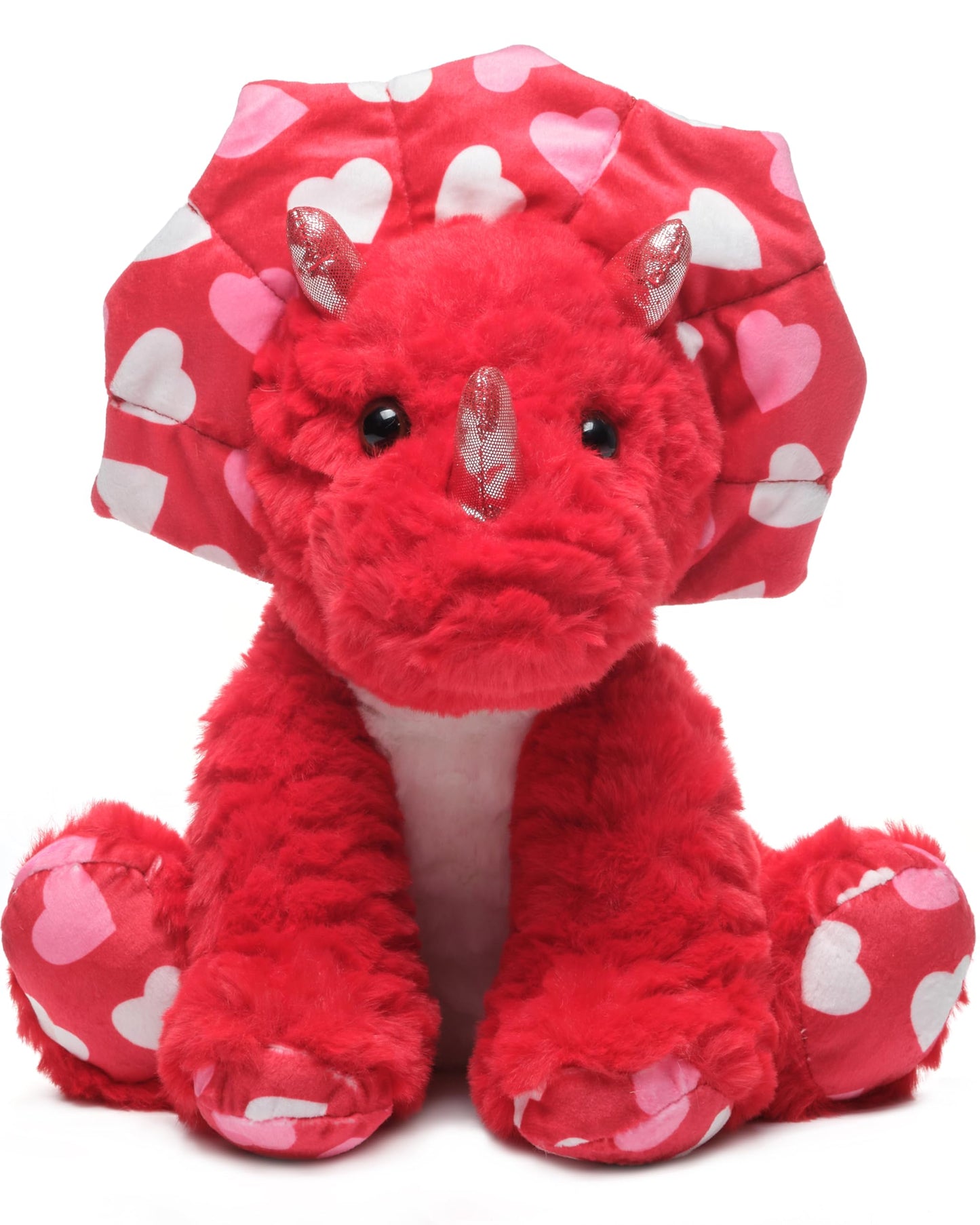 Bearington Dinomite 11-Inch Red Triceratops Valentine Plush | Bearington Collection