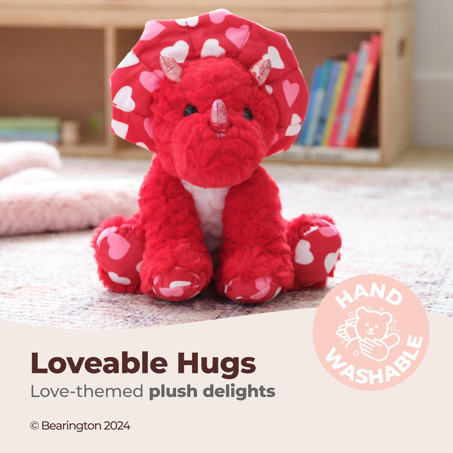 Bearington Dinomite 11-Inch Red Triceratops Valentine Plush | Bearington Collection