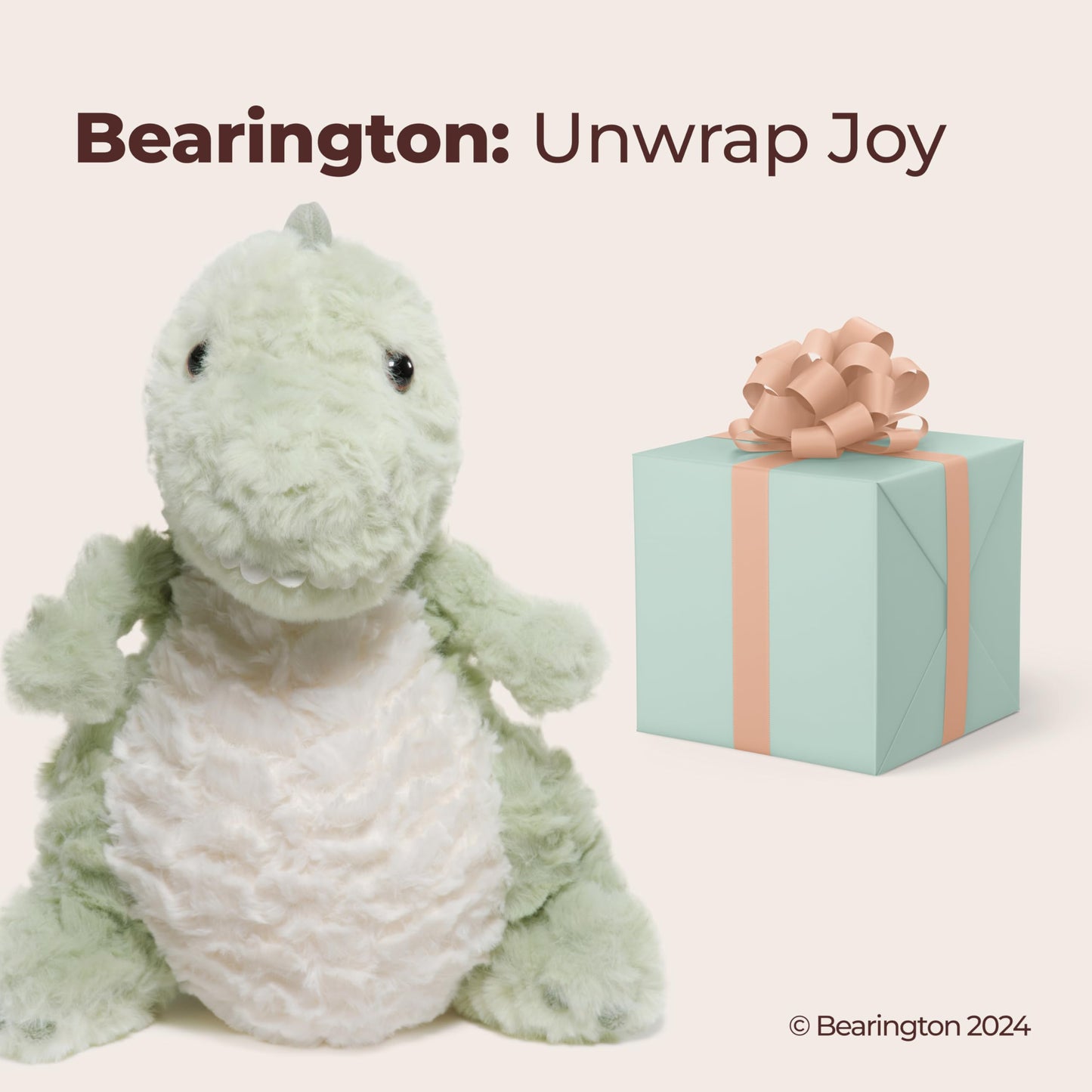 Bearington Dinosaur Plush Rex 12in – Soft Dino Toy for Kids