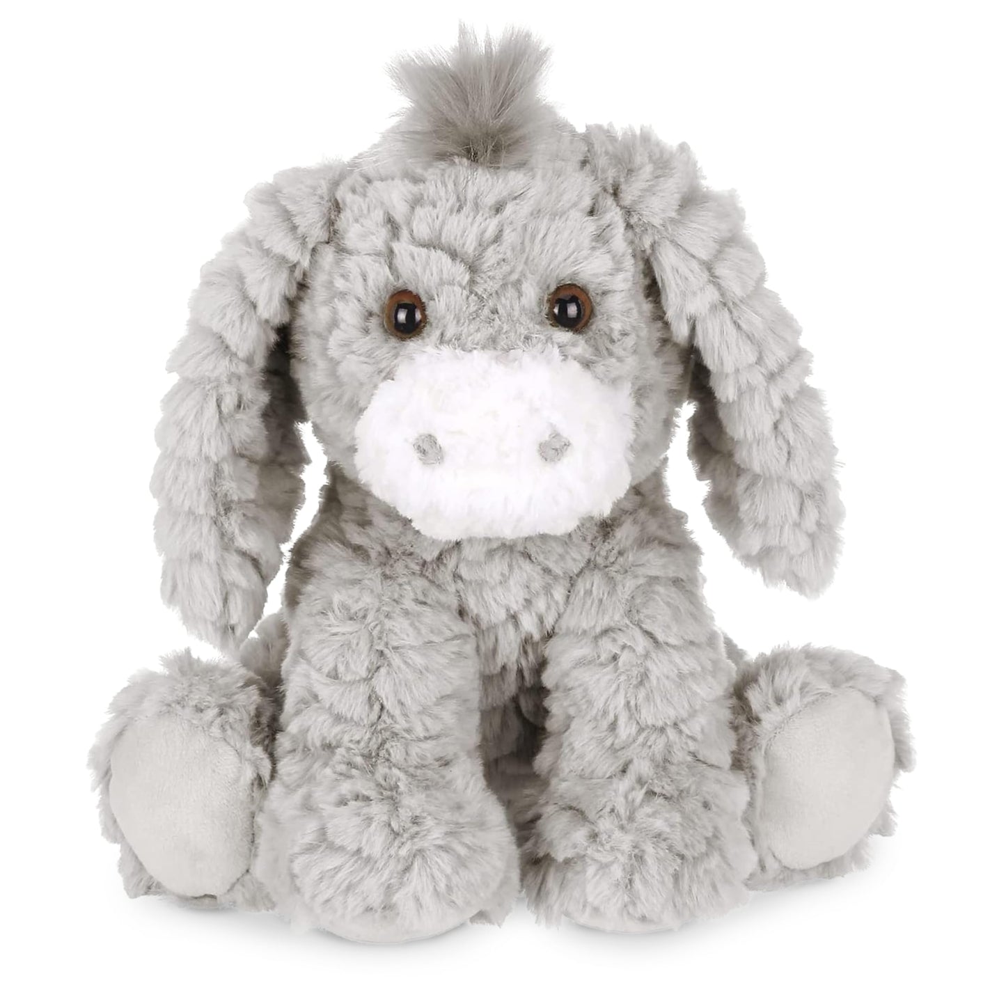 Bearington Donny Plush Donkey - 10.5-inch Soft Gray Stuffed Animal with Weighted Body