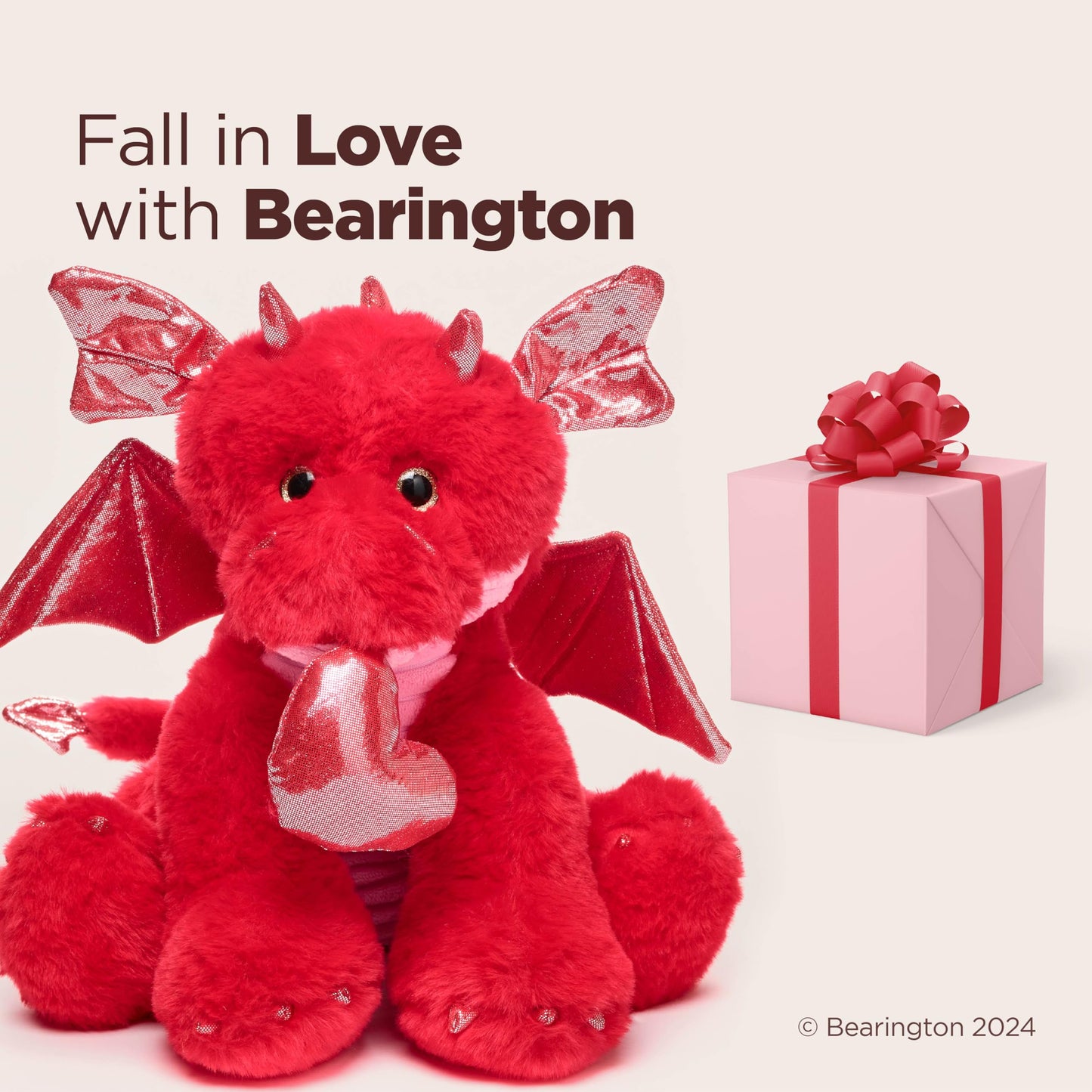 Bearington Lazarus The Love Dragon — 11-Inch Valentine Plush Gift for Kids, Boyfriend, or Girlfriend