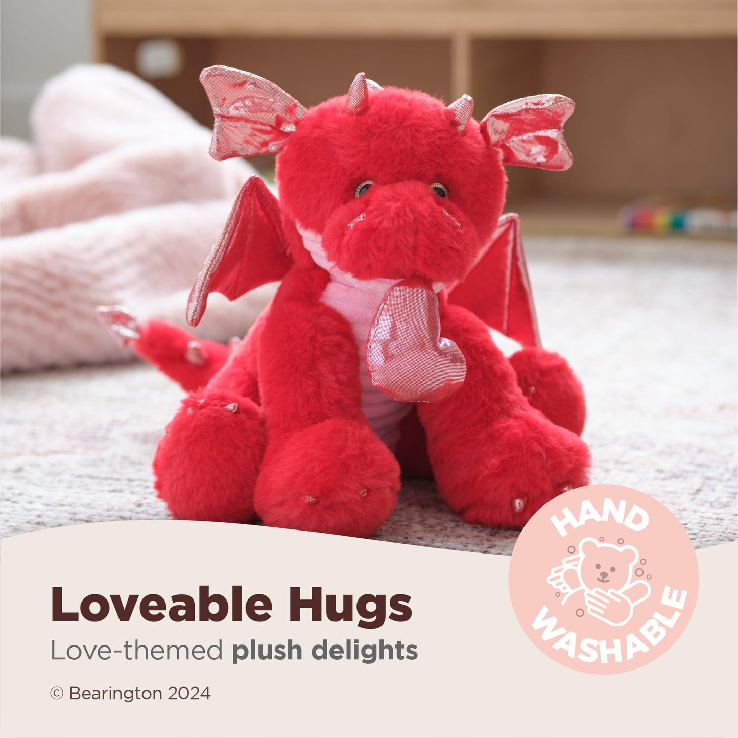 Bearington Lazarus The Love Dragon — 11-Inch Valentine Plush Gift for Kids, Boyfriend, or Girlfriend