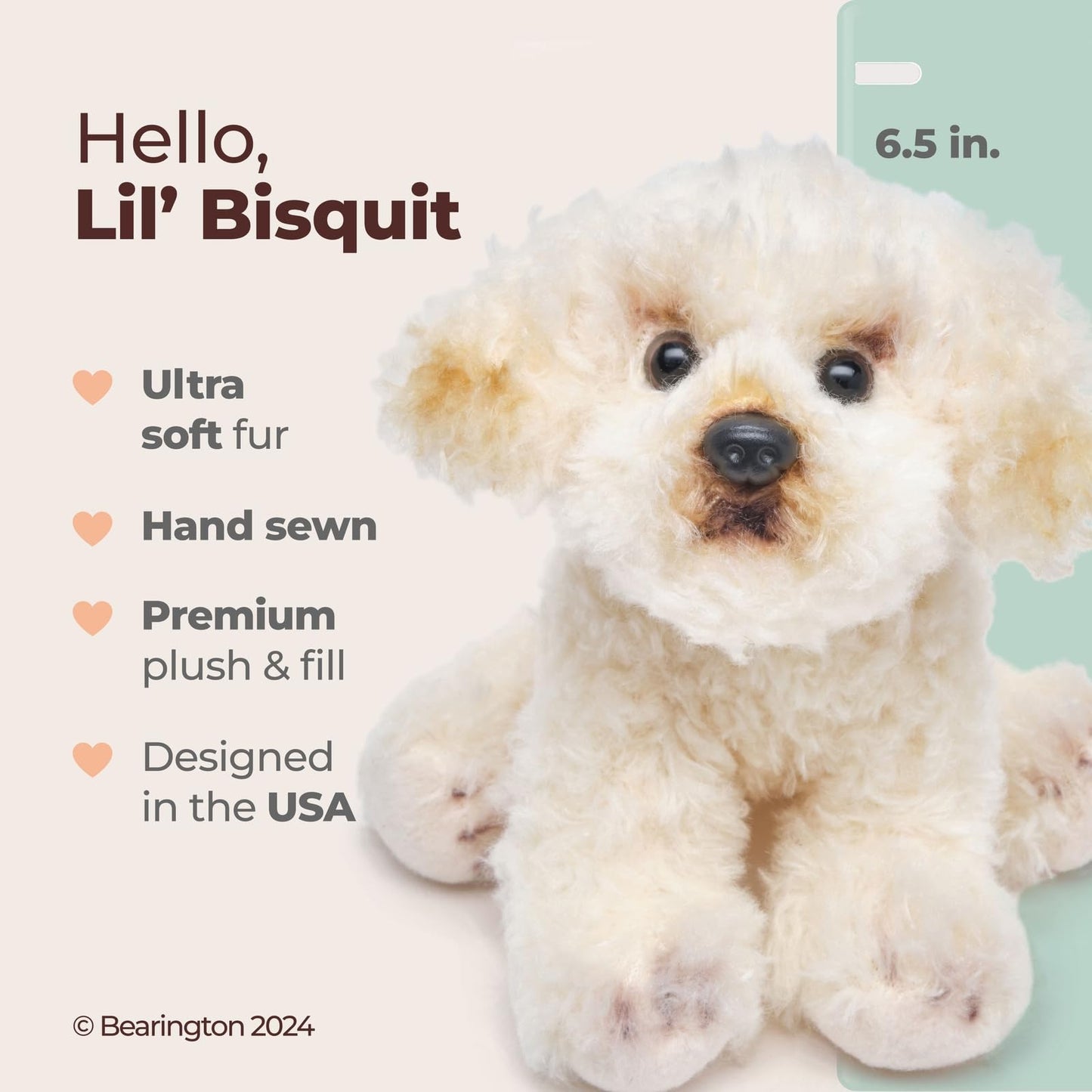 Bearington Lil' Bisquit 6.5-Inch Poodle-Labradoodle Plush Toy