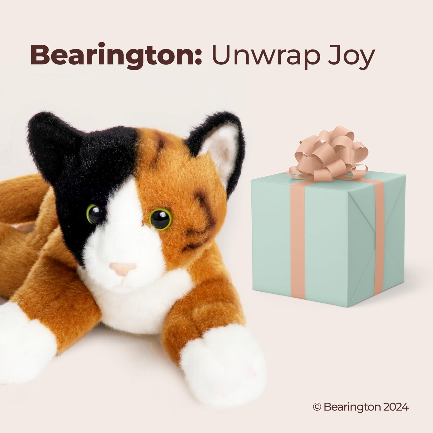 Bearington Lil' Callie 8-Inch Posable Calico Kitty Plush – Weighted, Cuddly Kitten Toy