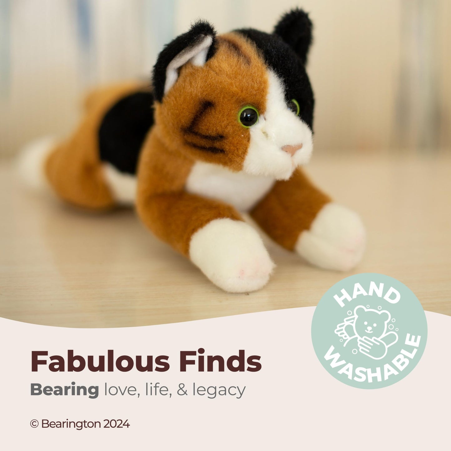 Bearington Lil' Callie 8-Inch Posable Calico Kitty Plush – Weighted, Cuddly Kitten Toy