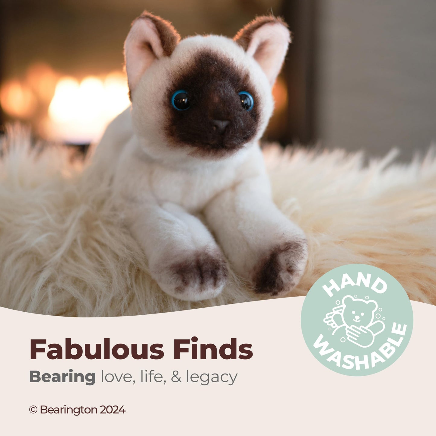Bearington Lil’ Cleo Siamese Cat Plush - 8-Inch Soft Kitty Toy with Realistic Details & Floppy Body