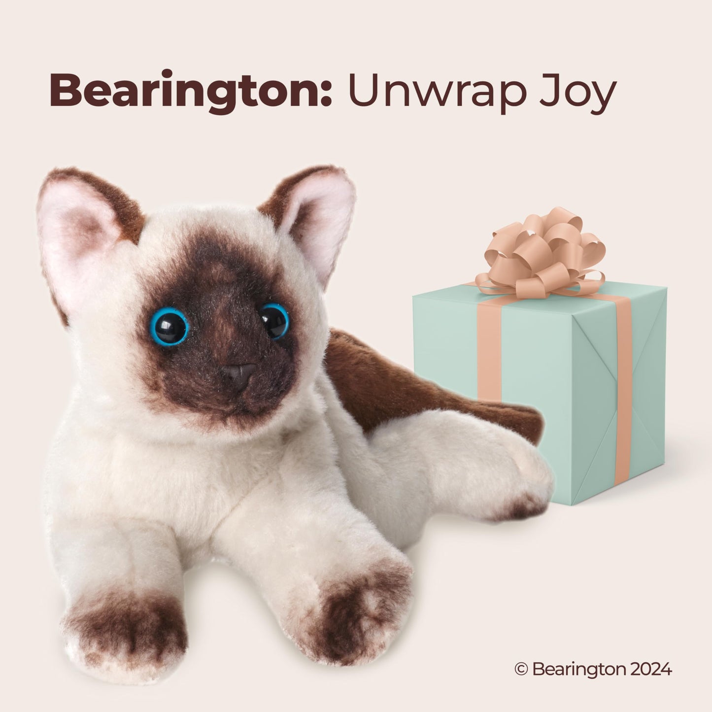 Bearington Lil’ Cleo Siamese Cat Plush - 8-Inch Soft Kitty Toy with Realistic Details & Floppy Body