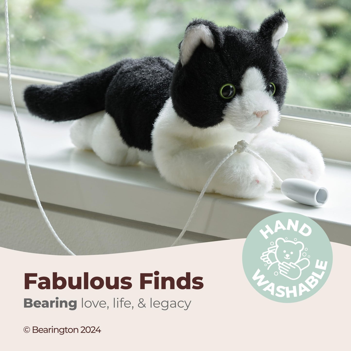 Bearington Lil' Domino Tuxedo Cat Plush – 8-inch Black & White Stuffed Cat | Bearington Collection