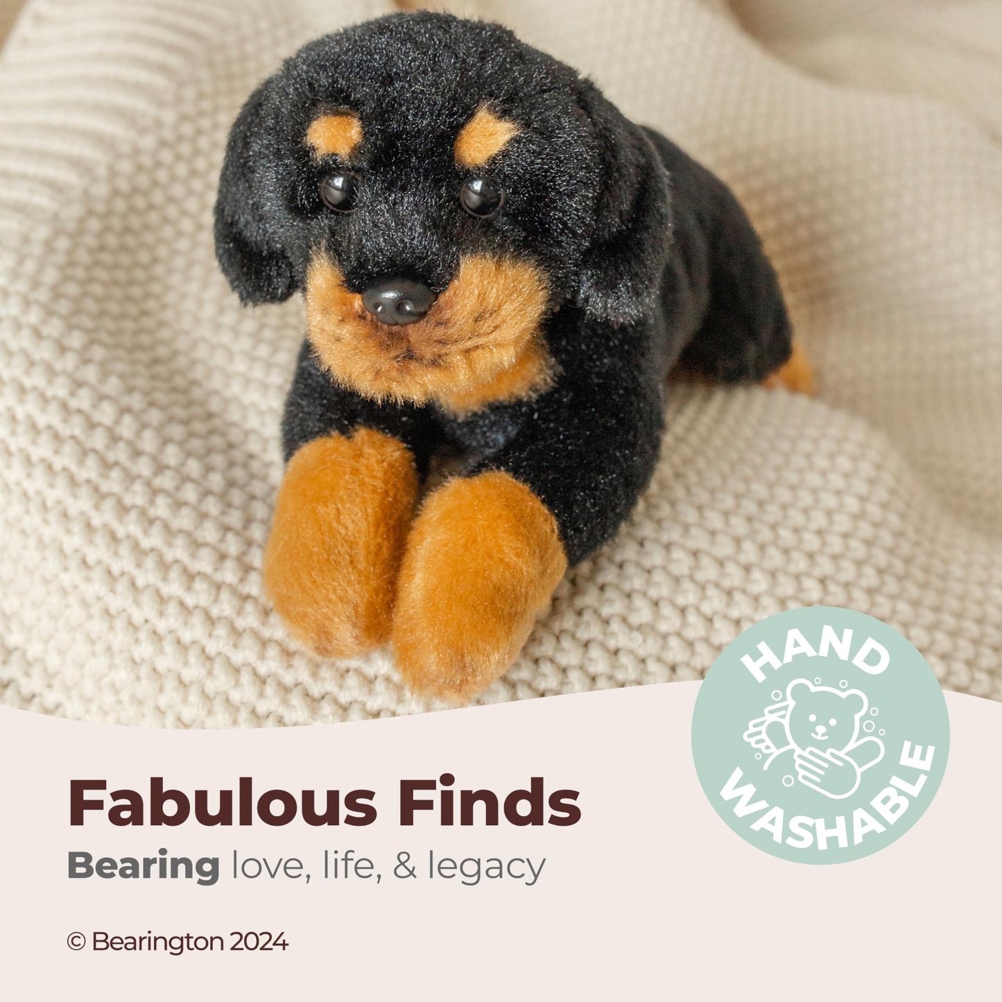 Bearington Lil' Gunner Rottweiler Plush – 8-Inch Realistic Rottweiler Toy by Bearington Collection