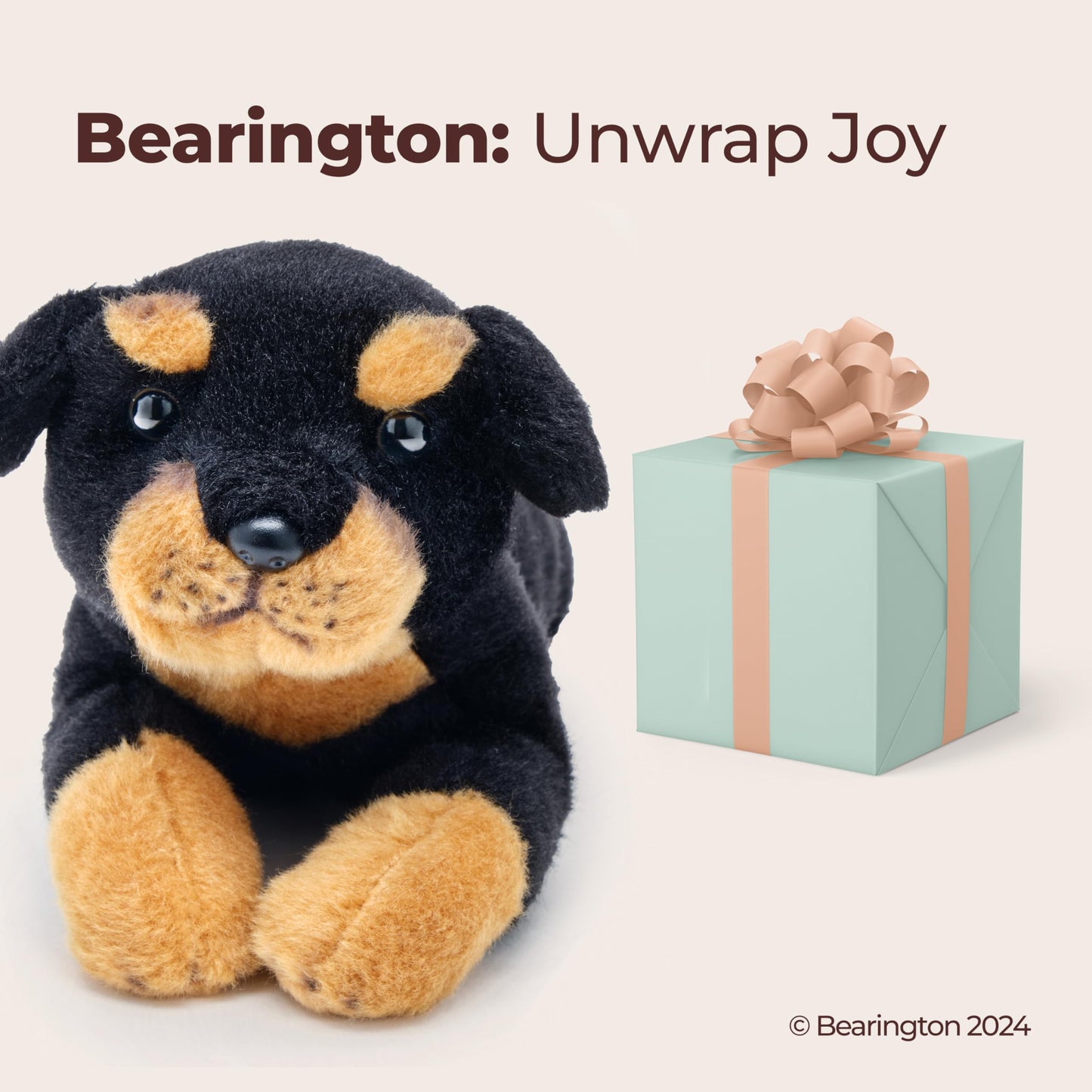 Bearington Lil' Gunner Rottweiler Plush – 8-Inch Realistic Rottweiler Toy by Bearington Collection