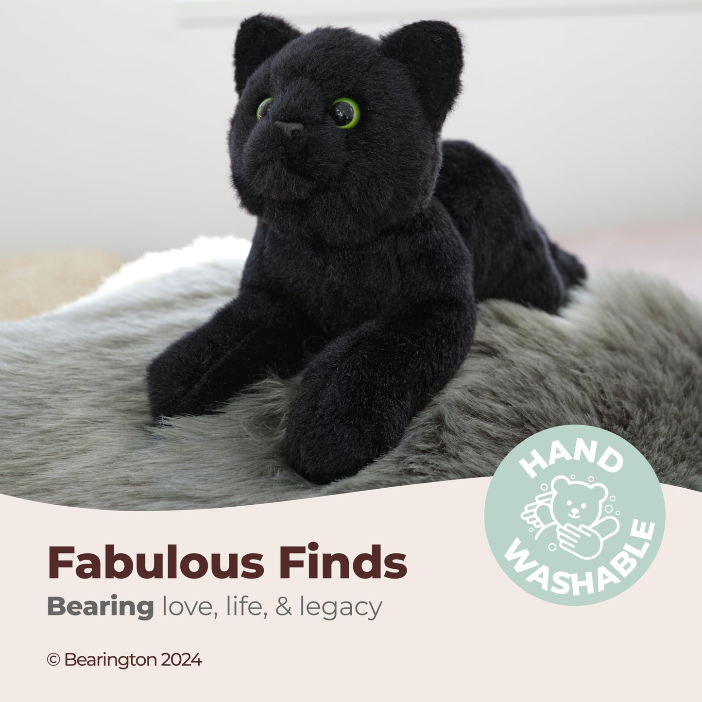 Bearington Lil' Jinx Black Cat Plush – 8-Inch Realistic Kitty Stuffed Animal
