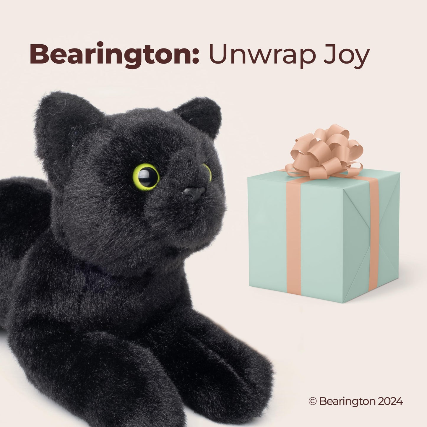 Bearington Lil' Jinx Black Cat Plush – 8-Inch Realistic Kitty Stuffed Animal