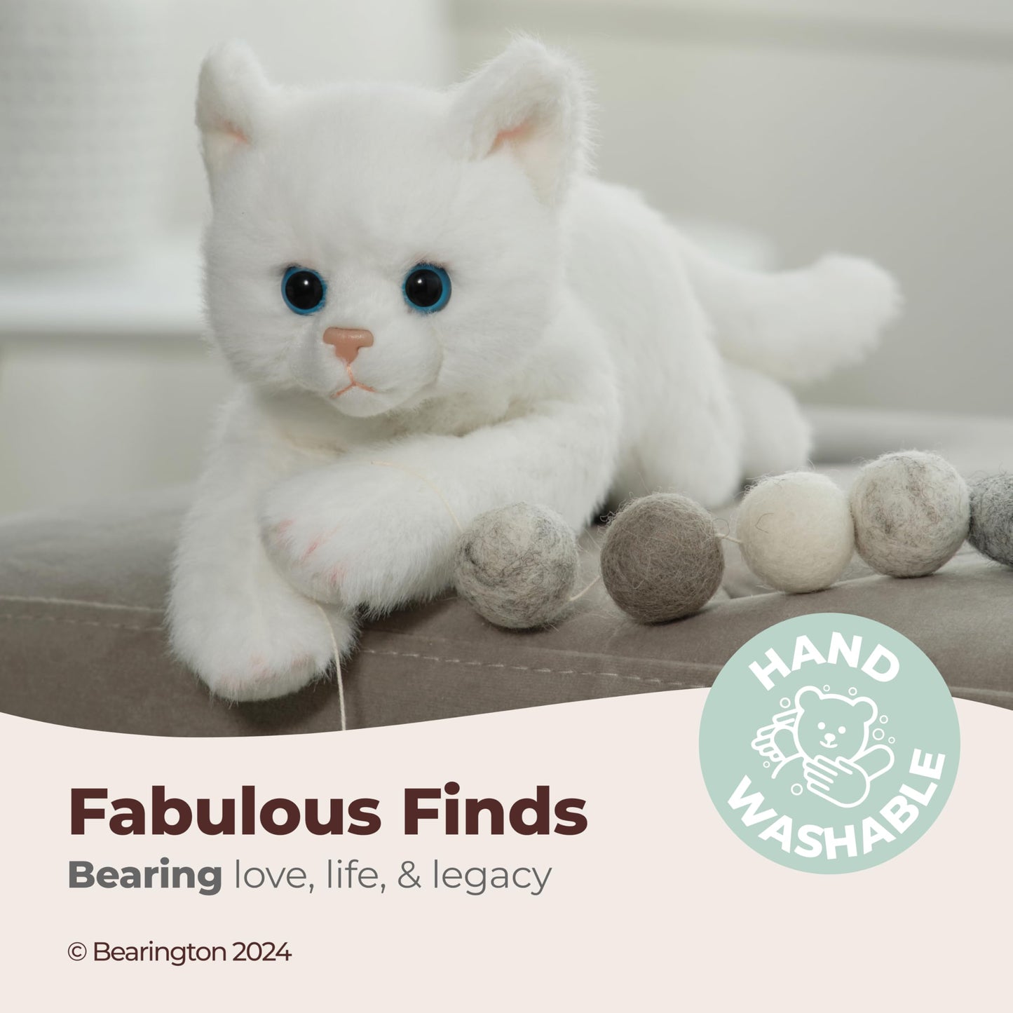 Bearington Lil' Muffin White Cat Plush Toy — 8-Inch Adorable Kitten