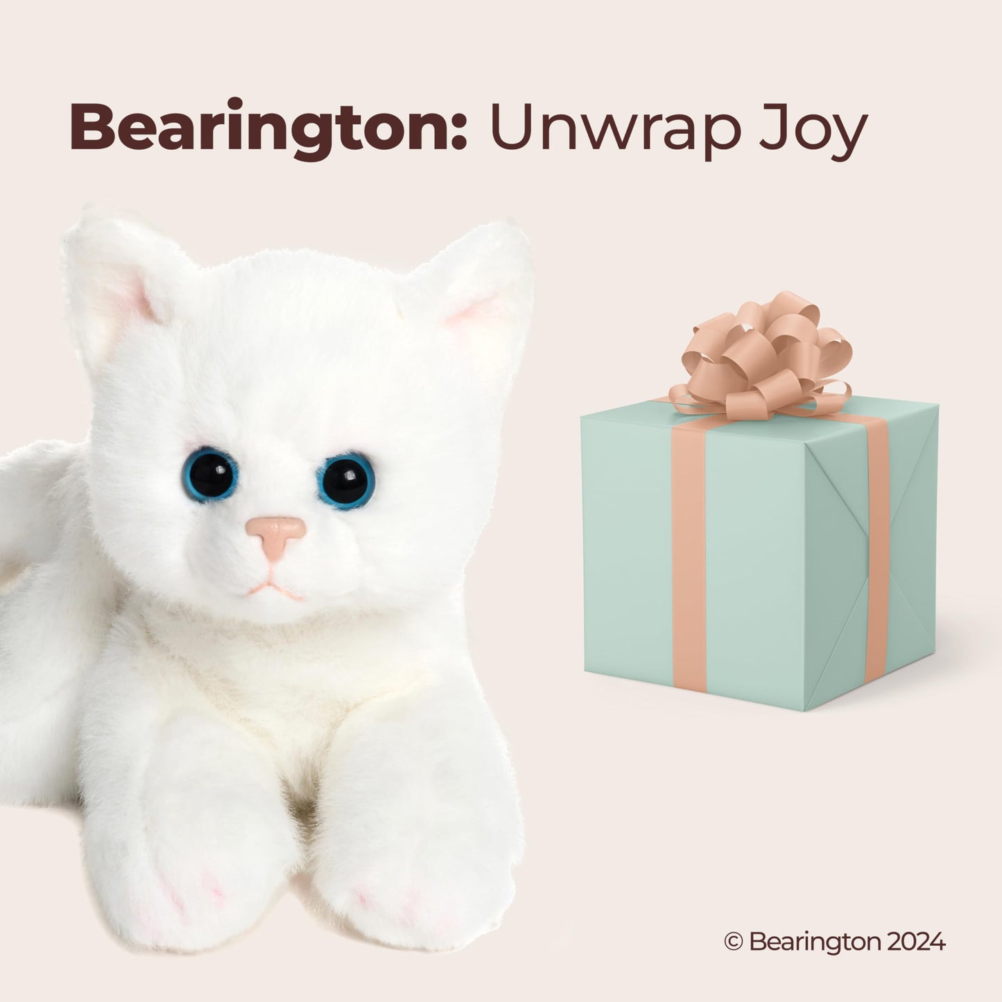 Bearington Lil' Muffin White Cat Plush Toy — 8-Inch Adorable Kitten