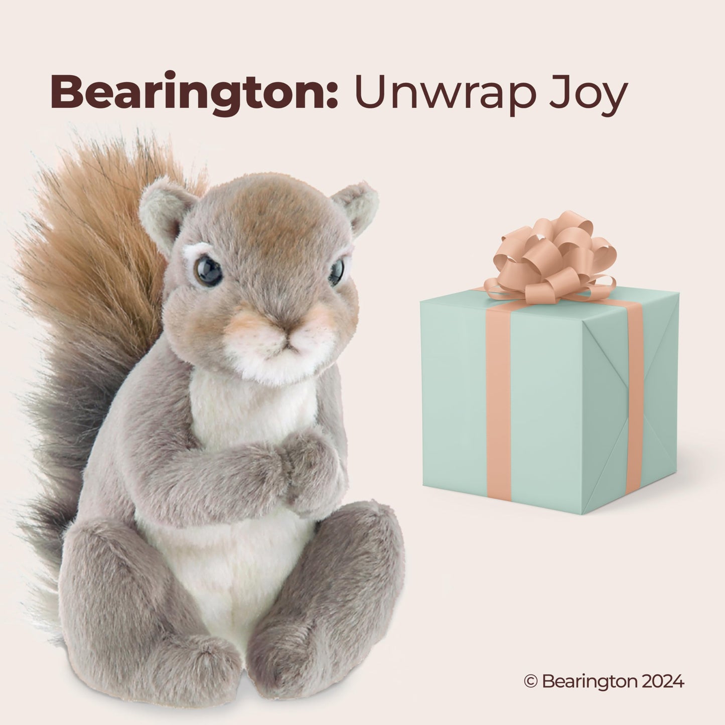 Bearington Lil' Peanut Squirrel Plush – 7-Inch Soft Realistic Squirrel Toy | Bearington Collection