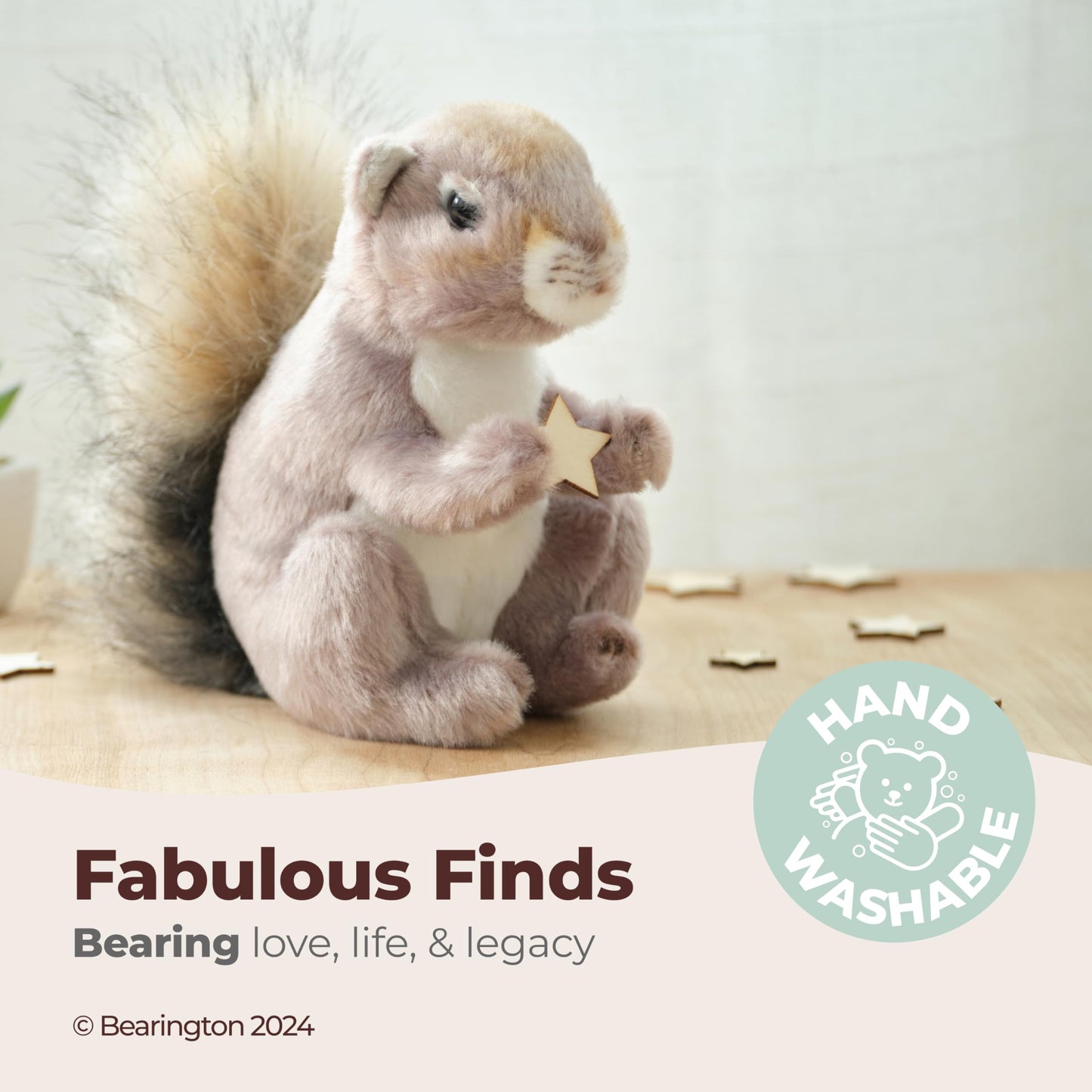 Bearington Lil' Peanut Squirrel Plush – 7-Inch Soft Realistic Squirrel Toy | Bearington Collection