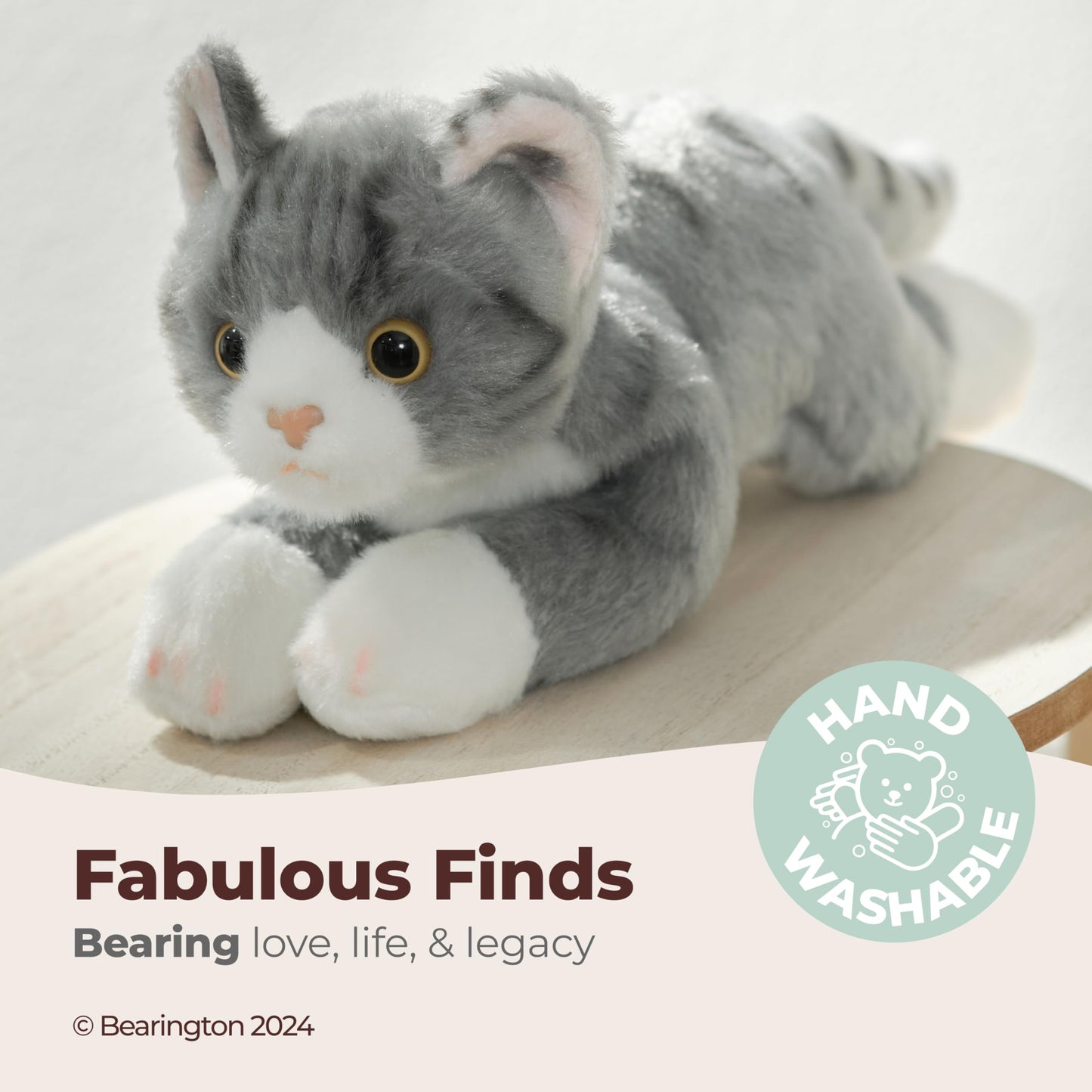Bearington Lil' Socks Cat Stuffed Animal – 8-Inch Realistic Plush Cat Toy by Bearington Collection