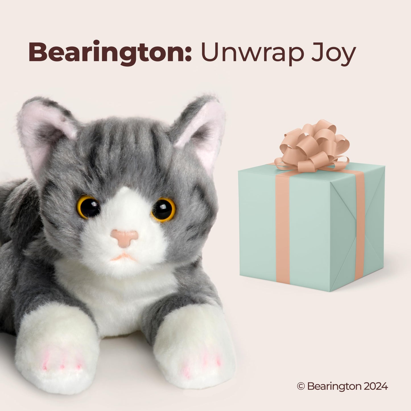 Bearington Lil' Socks Cat Stuffed Animal – 8-Inch Realistic Plush Cat Toy by Bearington Collection