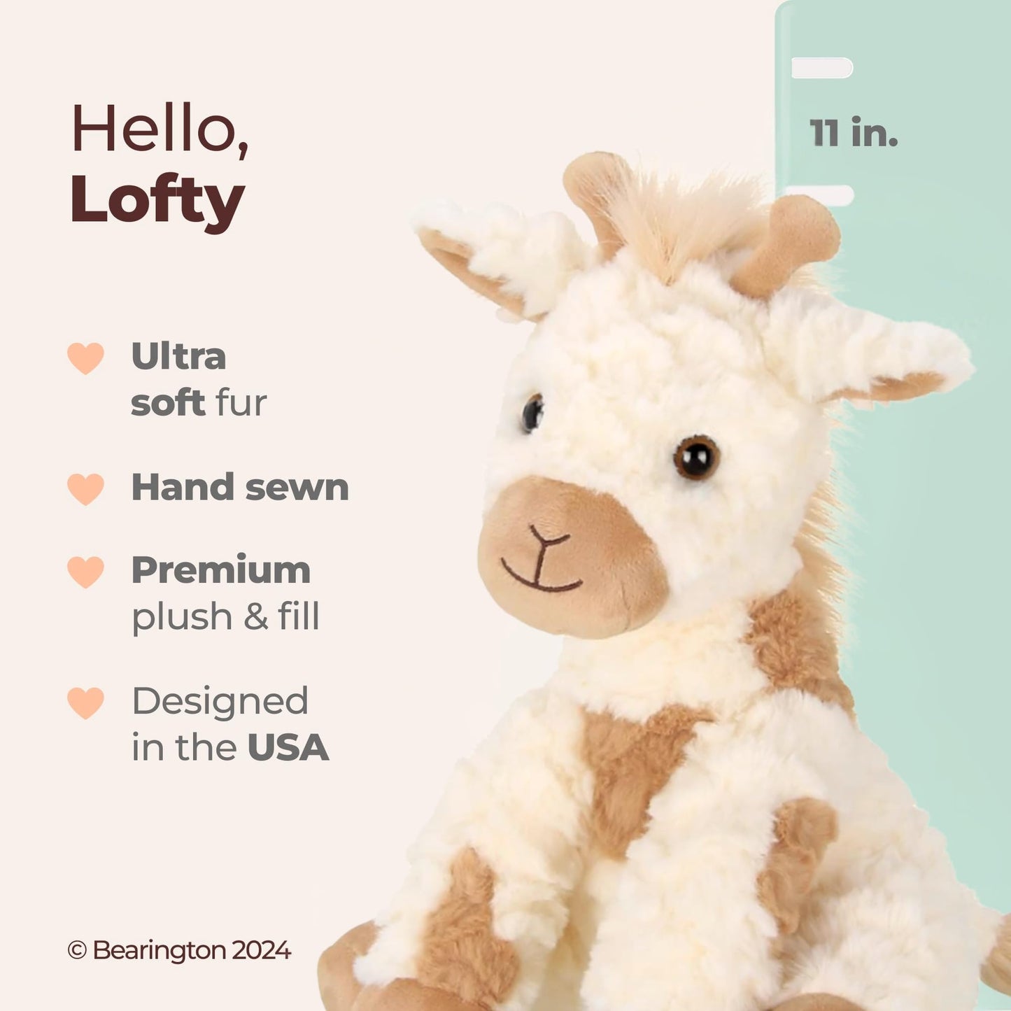 Bearington Lofty Giraffe Plush – 11-Inch Soft Toy for Nursery