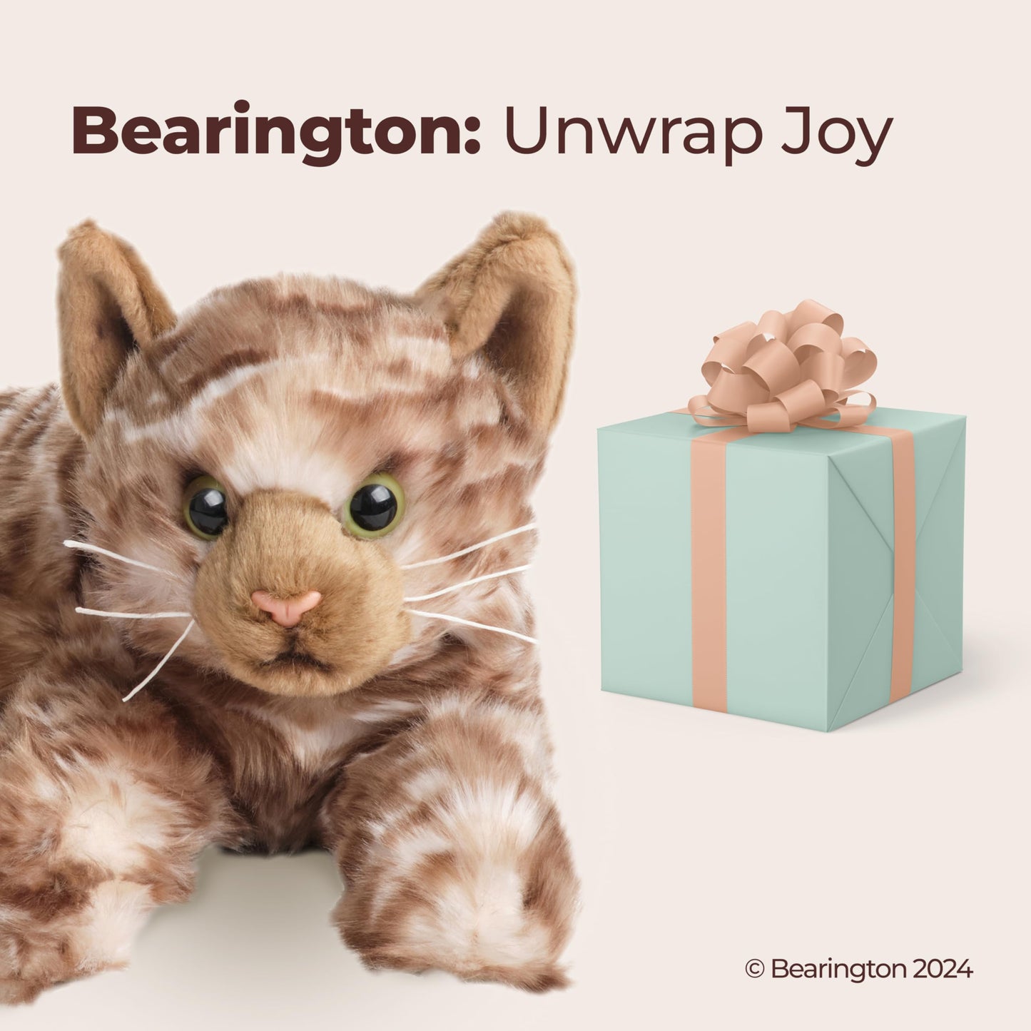 Bearington Louie 15-Inch Realistic Cat Plush – Brown Tabby Kitty Stuffed Animal
