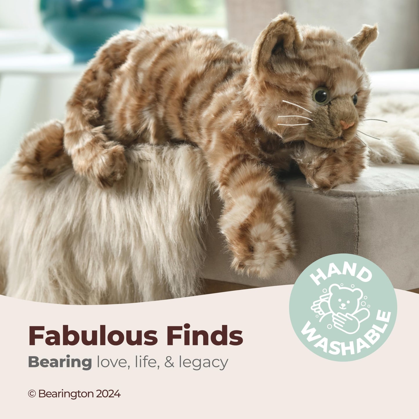 Bearington Louie 15-Inch Realistic Cat Plush – Brown Tabby Kitty Stuffed Animal