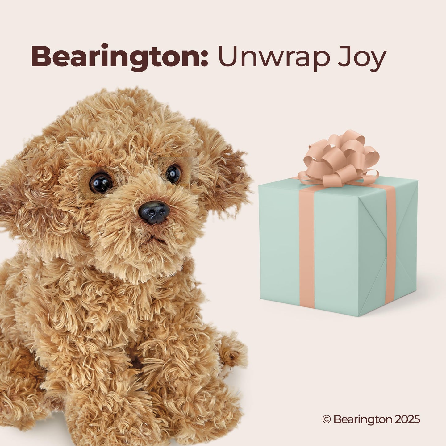 Bearington Lovely Doodles Caramel Dog 14-Inch Plush – Realistic Goldendoodle Stuffed Animal for Kids and Collectors