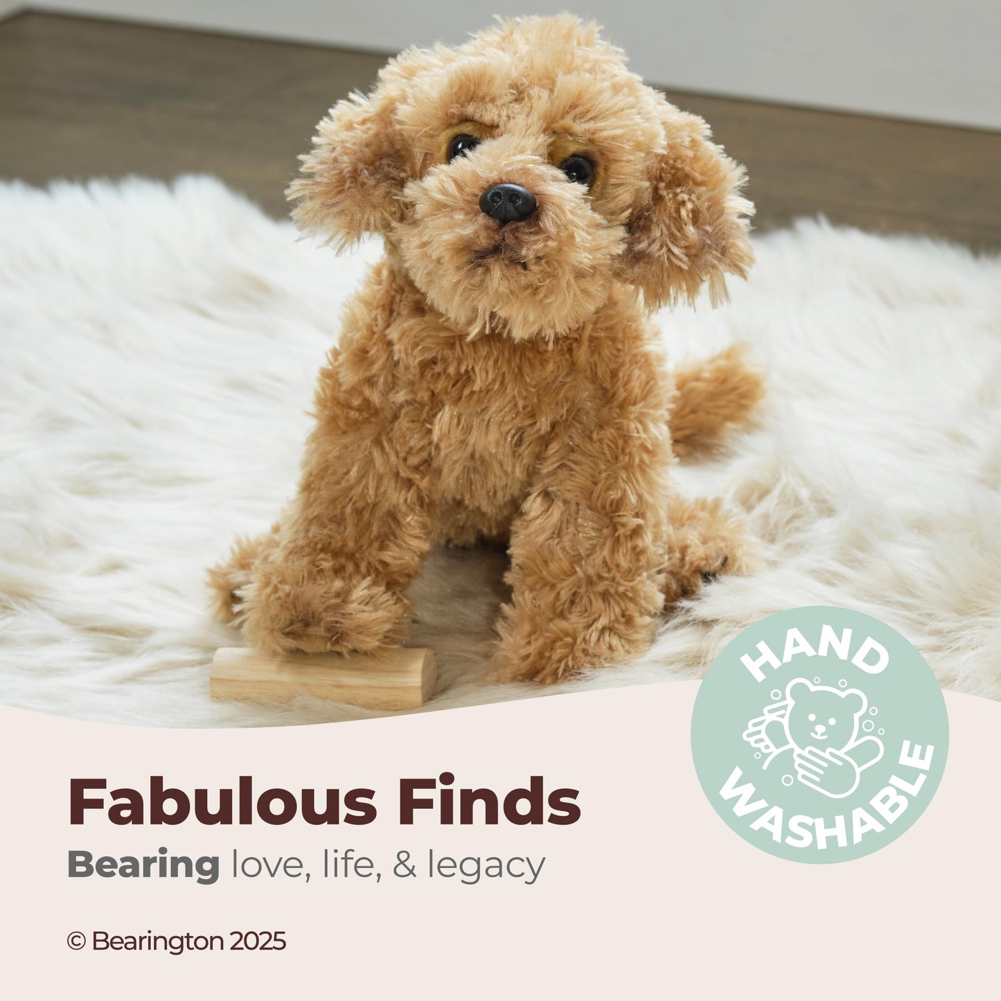 Bearington Lovely Doodles Caramel Dog 14-Inch Plush – Realistic Goldendoodle Stuffed Animal for Kids and Collectors