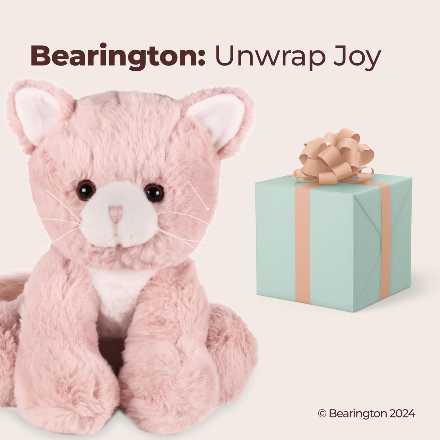 Bearington Mew Mew Pink Kitty Plush – 10.5-Inch Soft Cat Toy for Kids and Cat Lovers