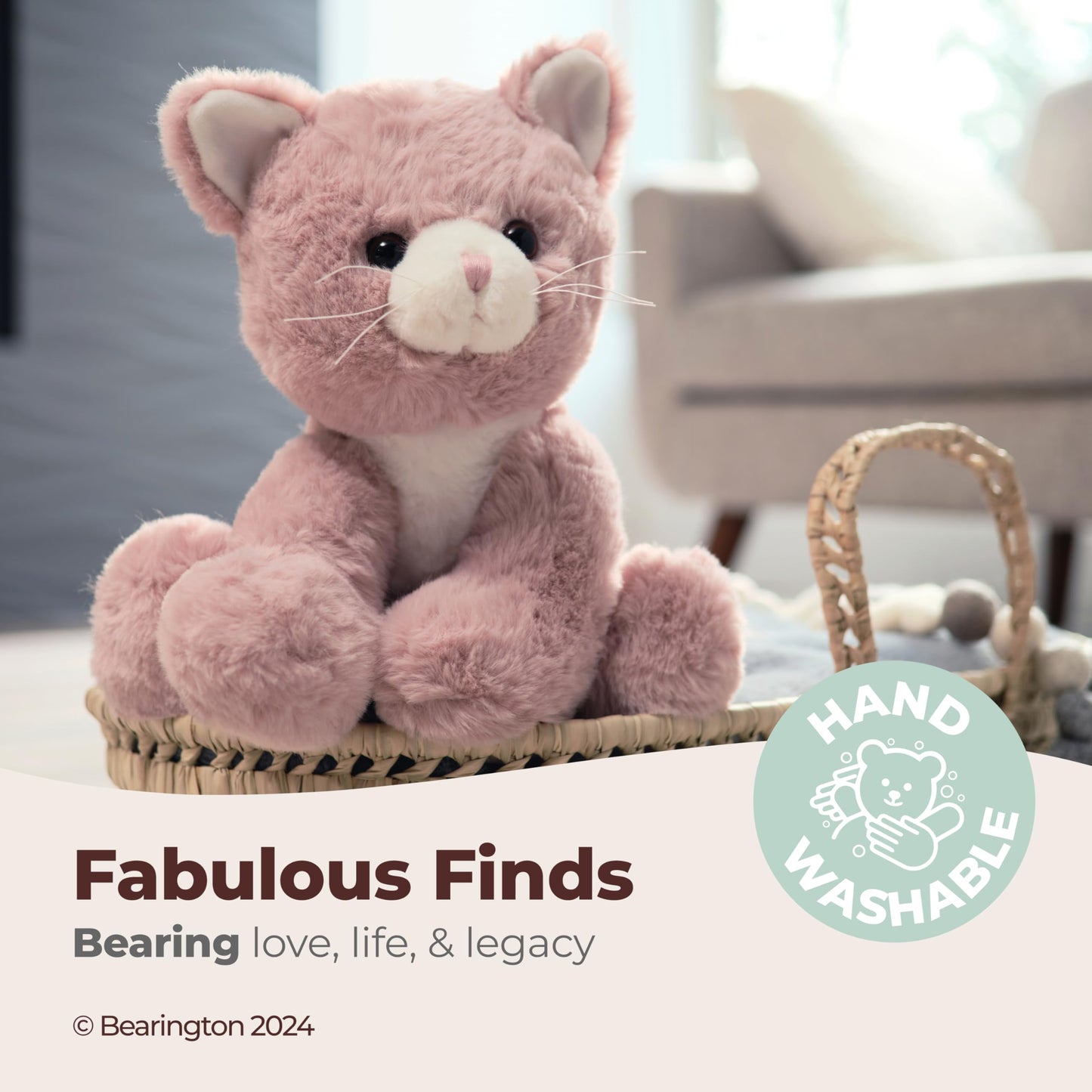 Bearington Mew Mew Pink Kitty Plush – 10.5-Inch Soft Cat Toy for Kids and Cat Lovers
