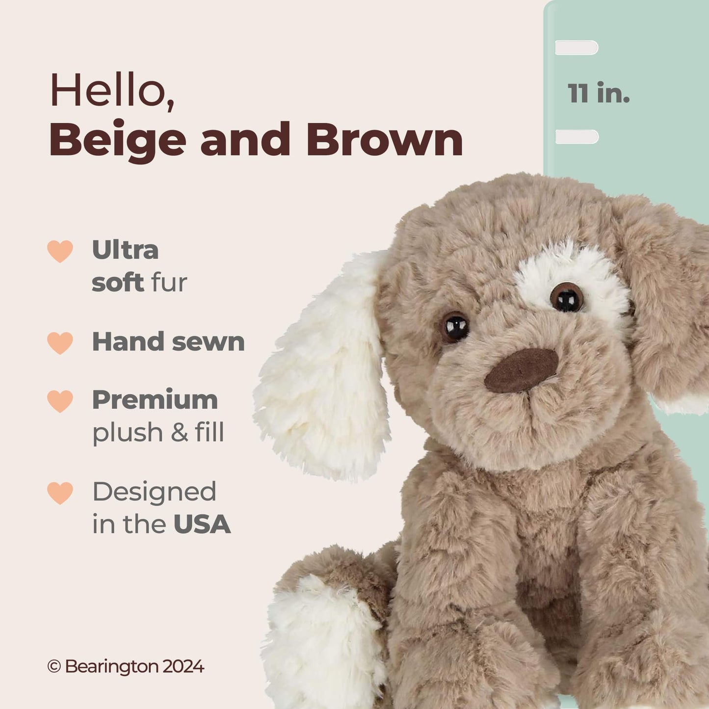 Bearington Pal Dog Plush – 11-Inch Realistic Puppy with Floppy Ears