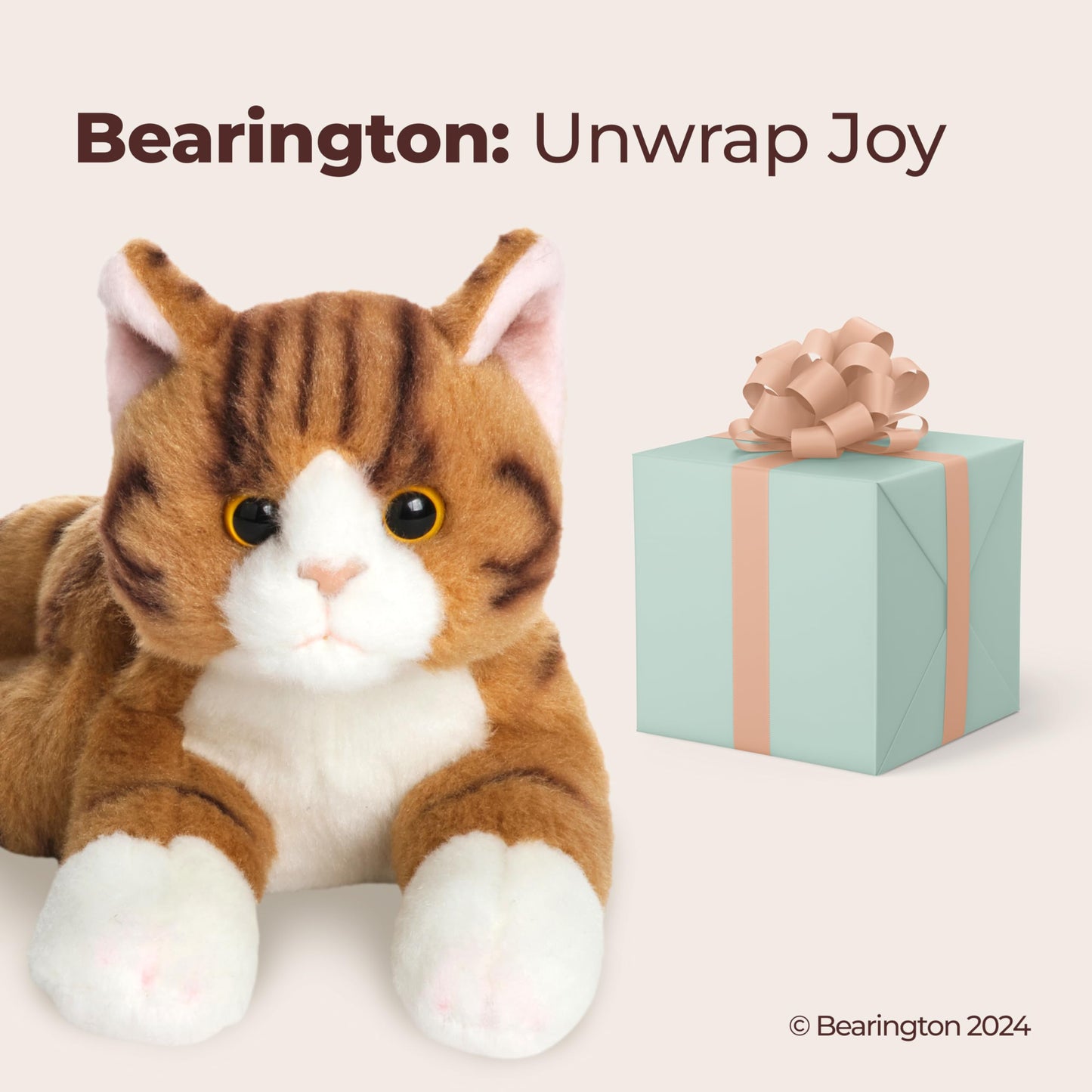 Bearington Lil' Tabby Orange Cat Plush – 8-Inch Realistic Kitten