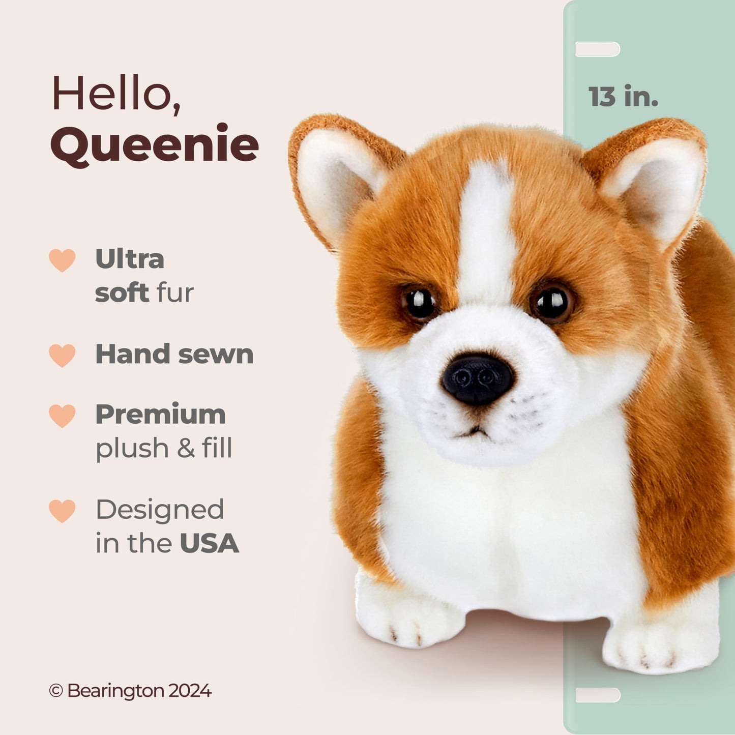 Bearington Queenie Corgi Plush – 13-Inch Cuddly Puppy Dog | Bearington Collection