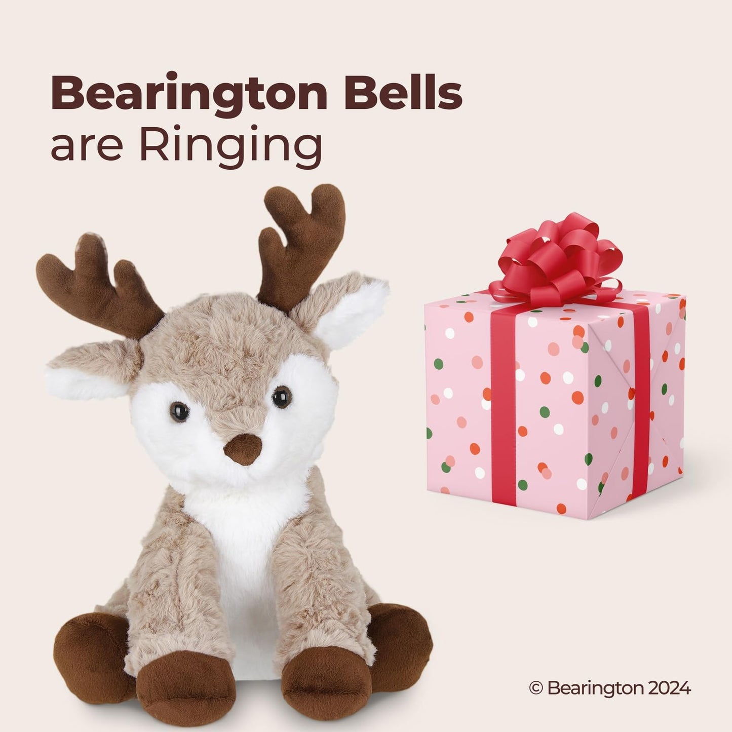 Bearington Reiny Christmas Reindeer Plush — 11.5-Inch Soft, Huggable Toy | Bearington Collection