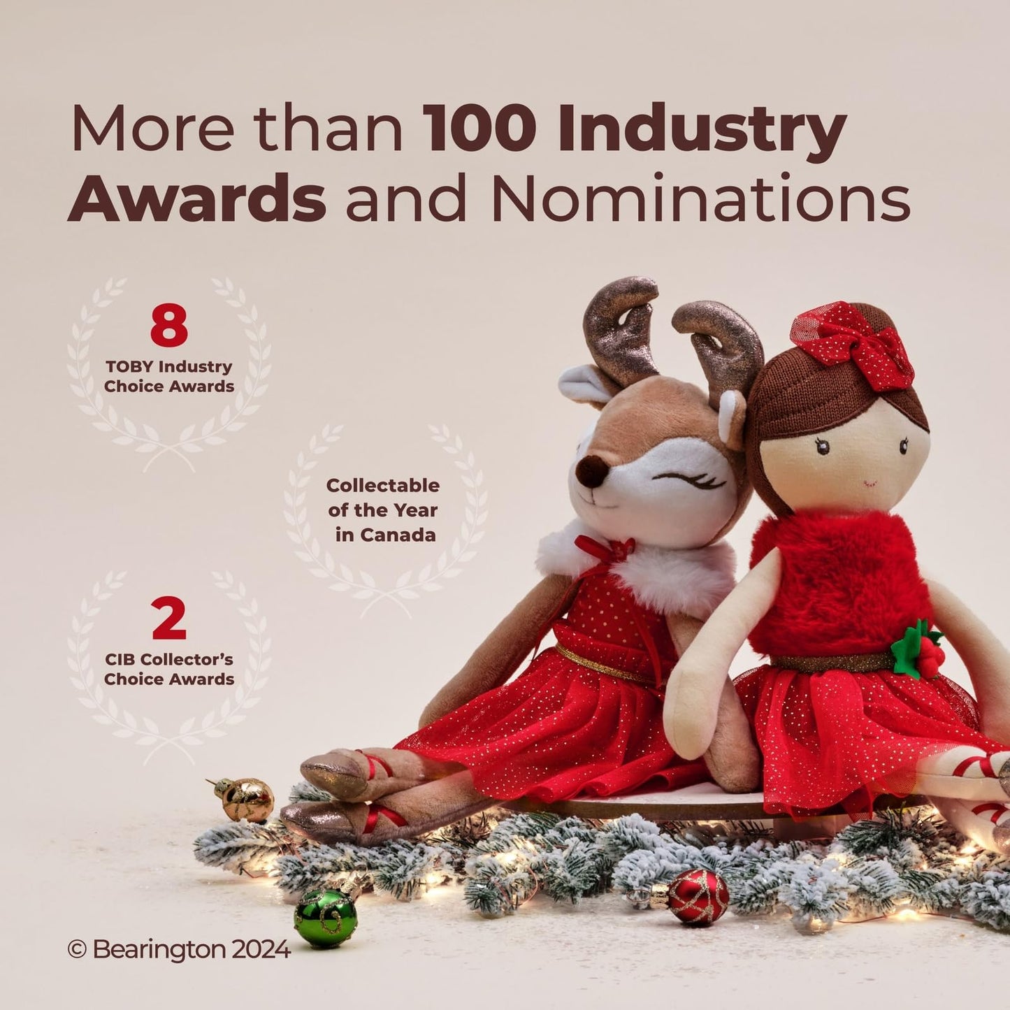 Bearington Reiny Christmas Reindeer Plush — 11.5-Inch Soft, Huggable Toy | Bearington Collection