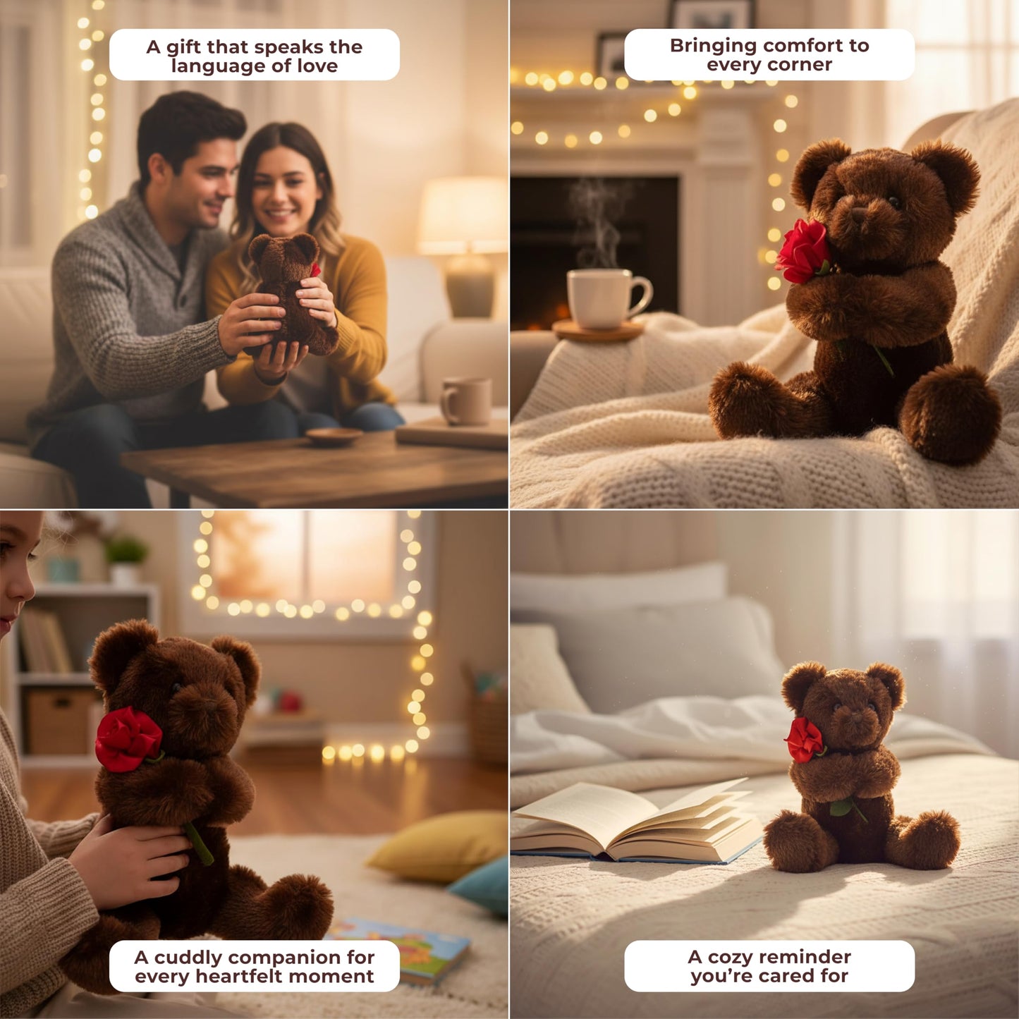 Bearington Remington Teddy Bear – 9.5-Inch Soft Valentine Plush Gift