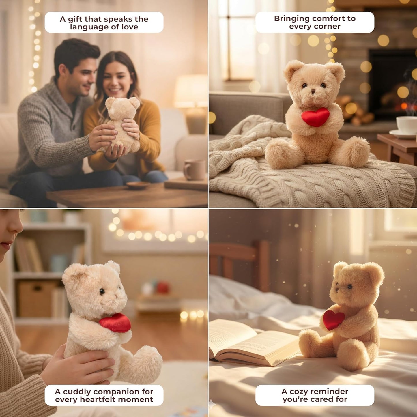 Bearington Remington Teddy Bear - 9.5-Inch Soft Valentine Plush Gift