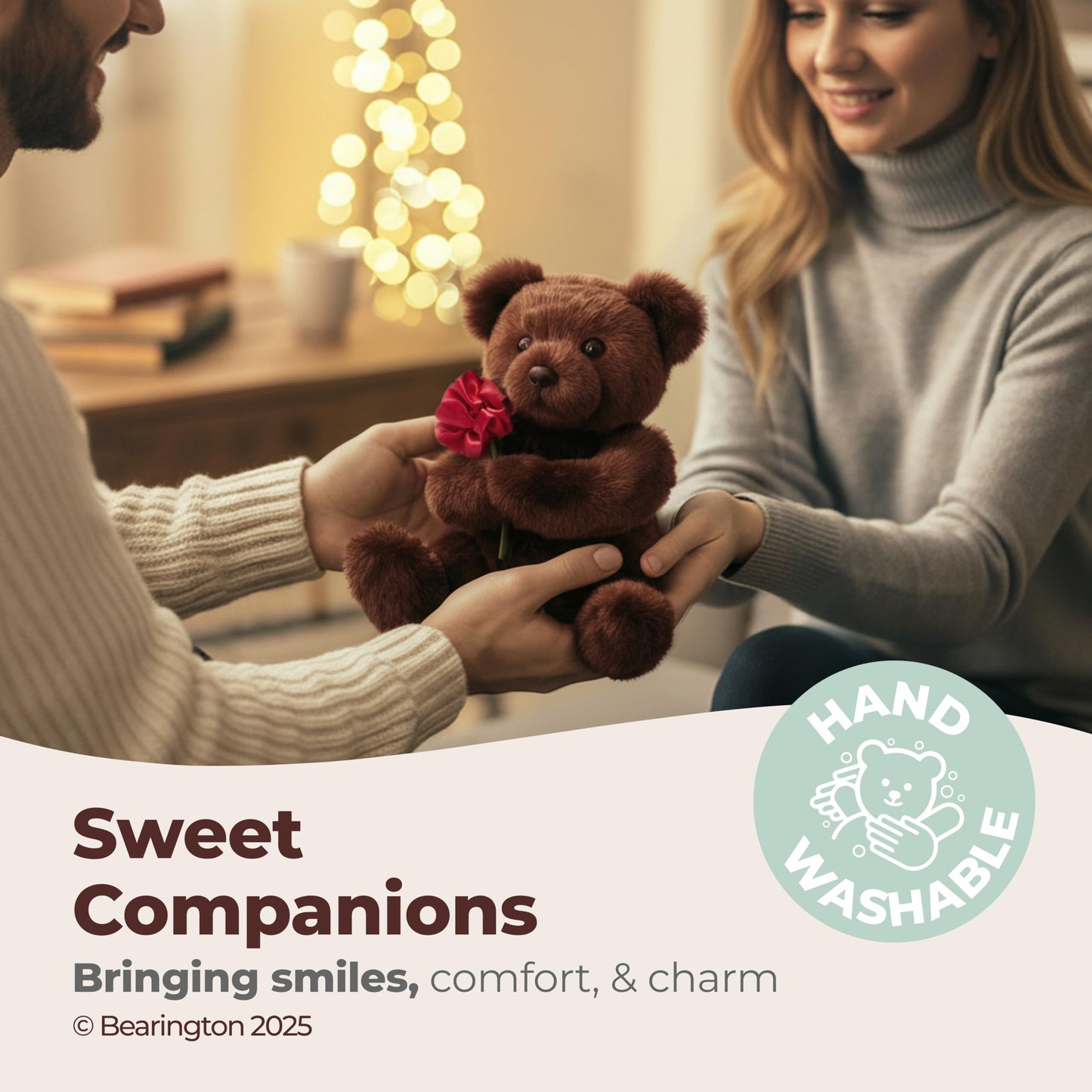 Bearington Remington Teddy Bear – 9.5-Inch Soft Valentine Plush Gift