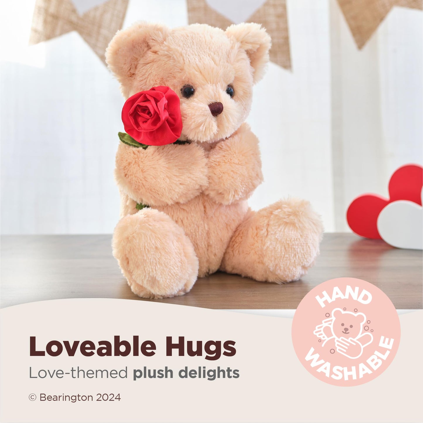 Bearington Remington Teddy Bear - 9.5-Inch Soft & Cuddly Valentine's Day Plush Gift