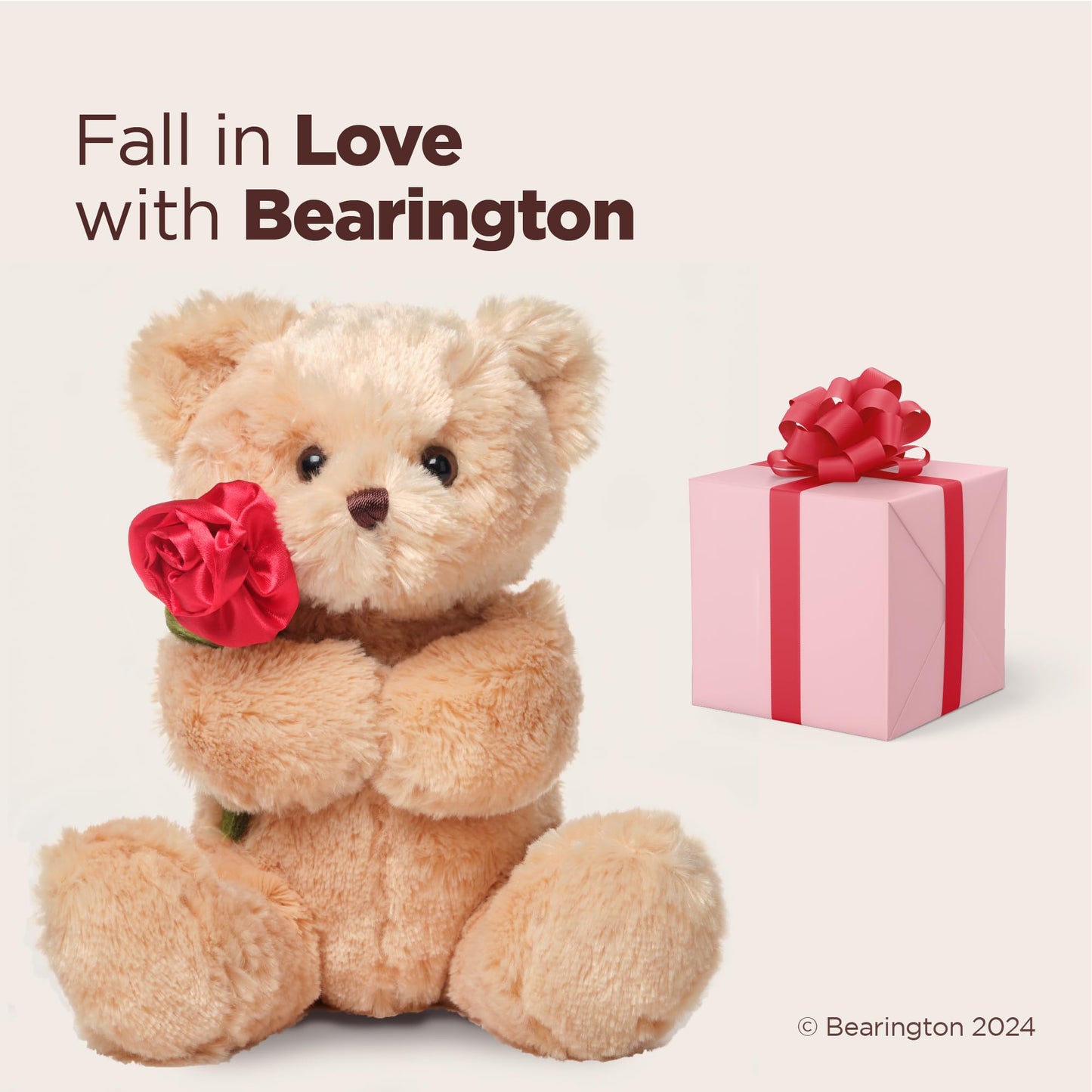 Bearington Remington Teddy Bear - 9.5-Inch Soft & Cuddly Valentine's Day Plush Gift
