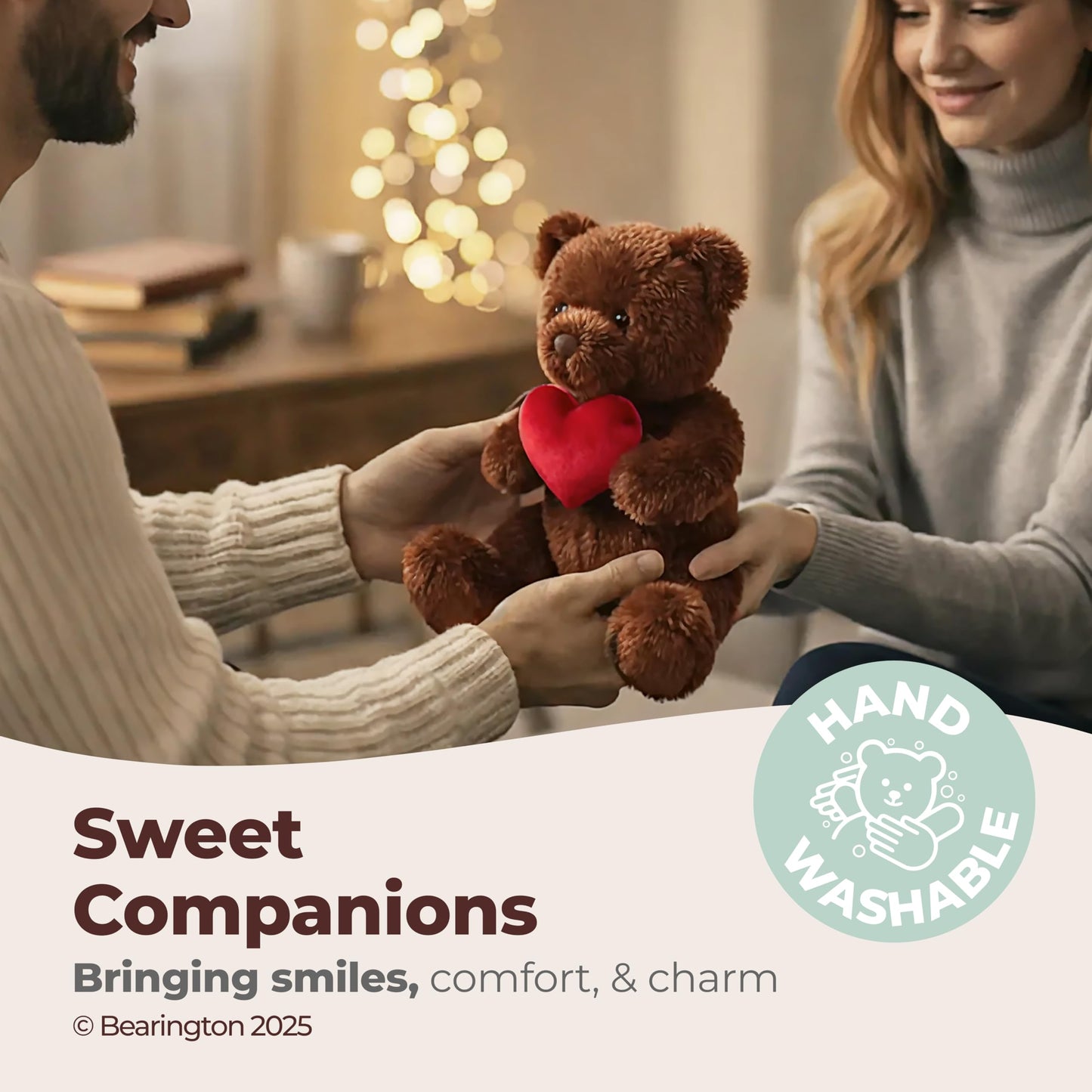 Bearington Remington Valentine Teddy Bear - 9.5-Inch Plush Gift for Valentines Day and Romantic Moments