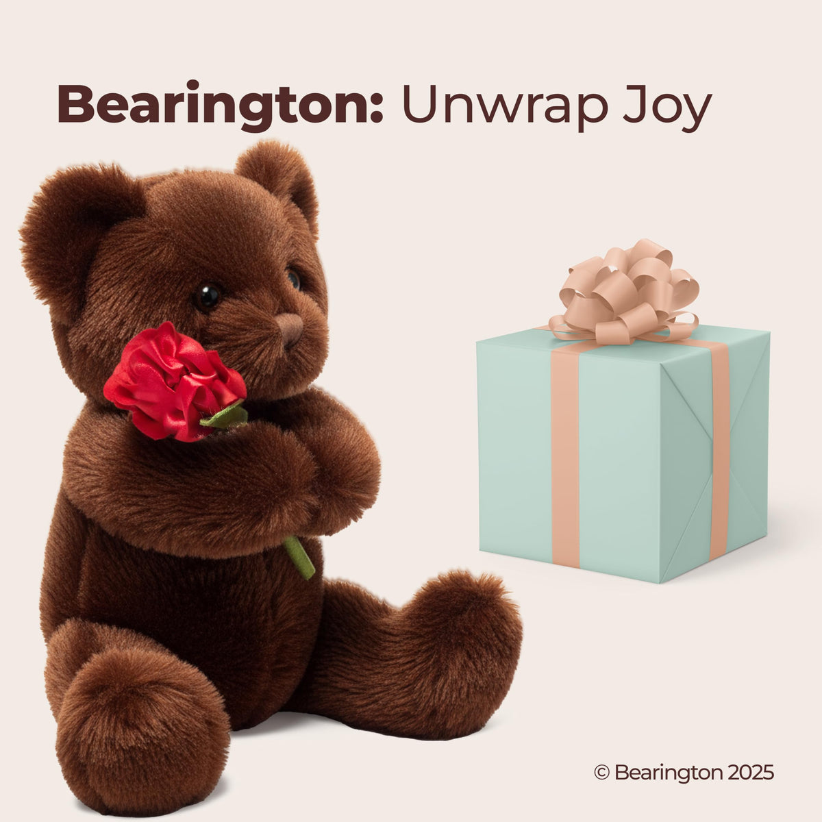 Bearington Remington Teddy Bear – 9.5-Inch Soft Valentine Plush Gift
