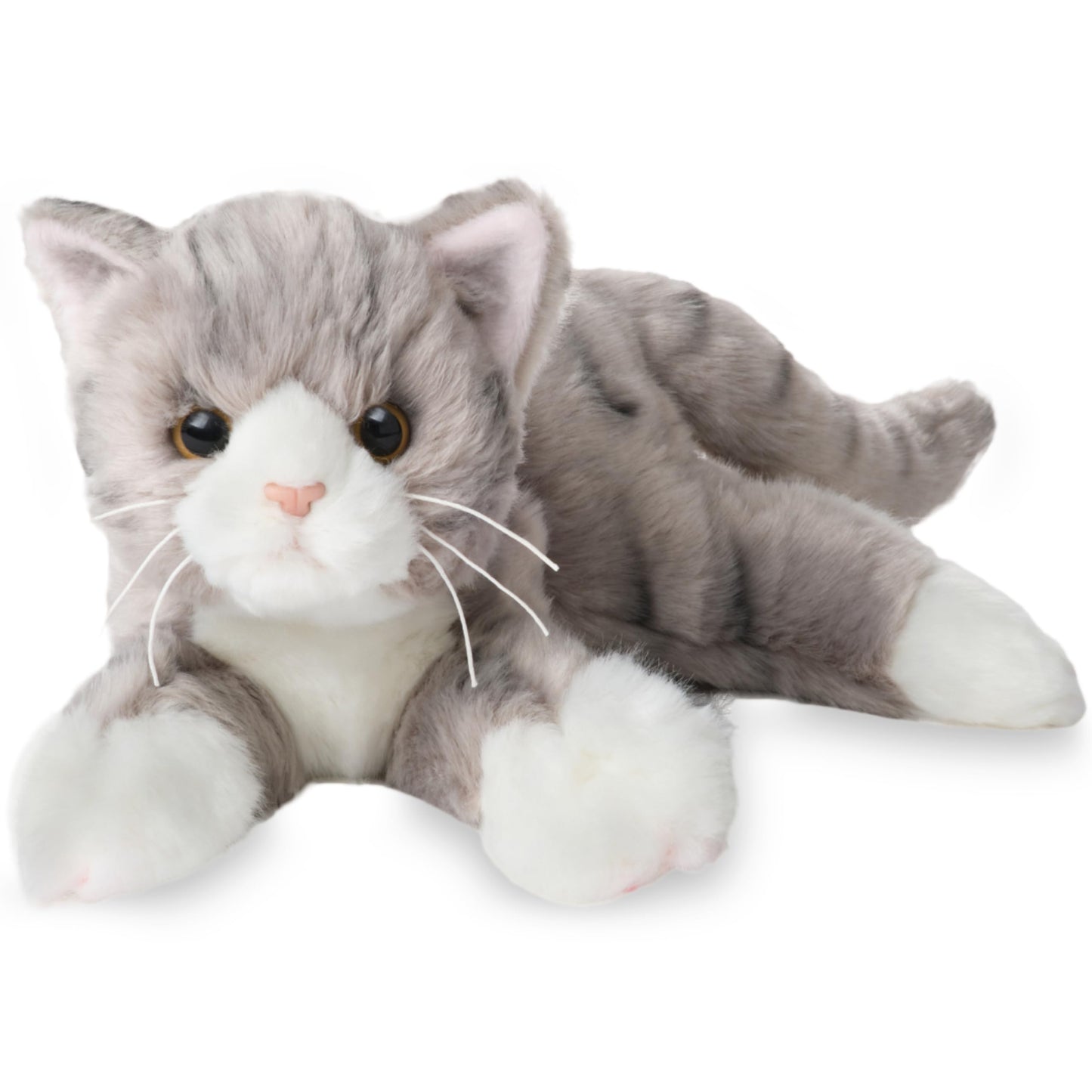Bearington Socks the Cat Plush – 15-Inch Realistic Grey Tabby Cat Stuffed Animal | Bearington Collection