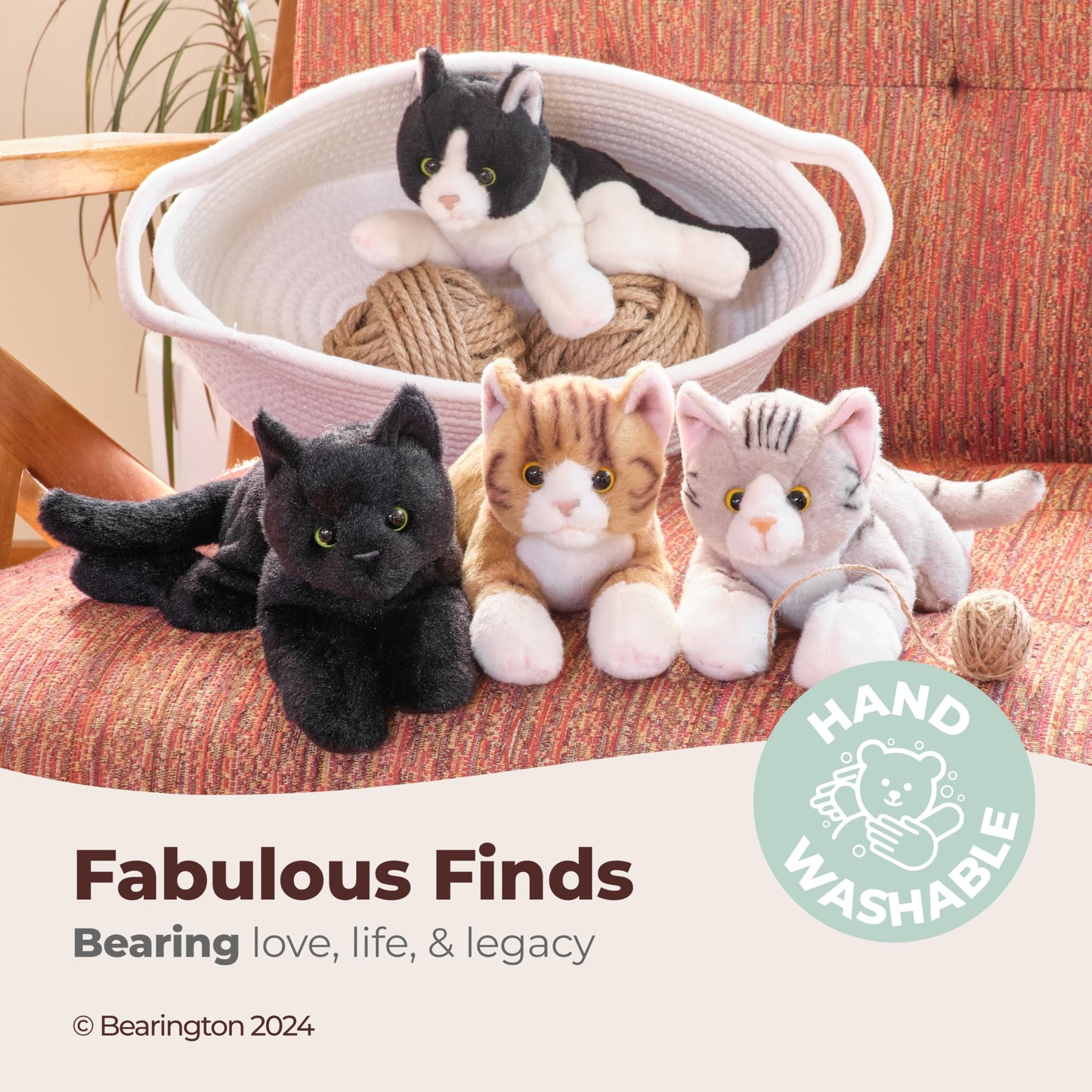 Bearington Lil' Tabby Orange Cat Plush – 8-Inch Realistic Kitten